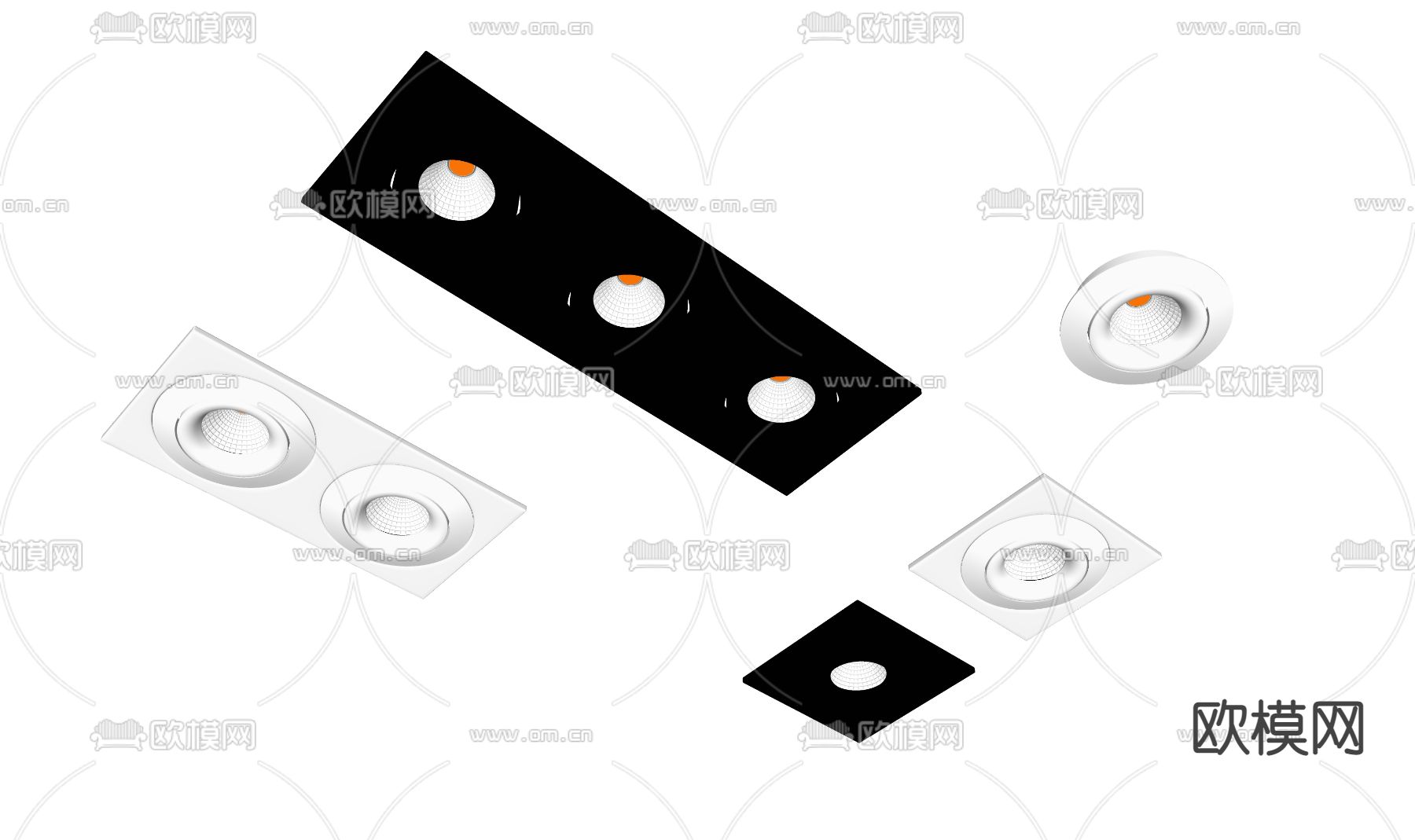 现代筒灯射灯su模型下载（渲染图1）