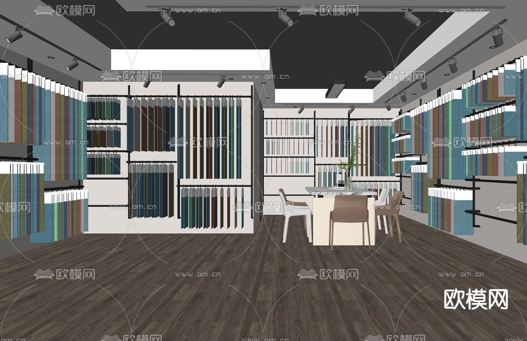 家纺布料店su模型下载（渲染图1）
