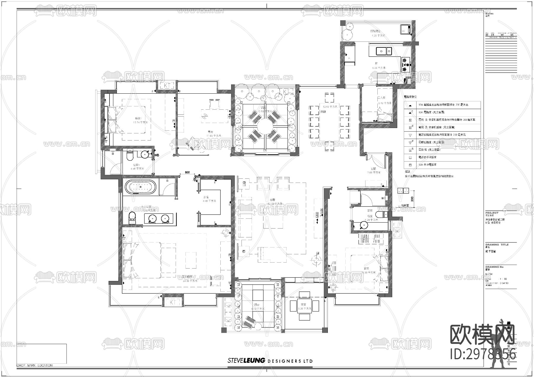 现代平层家装cad施工图下载（渲染图4）