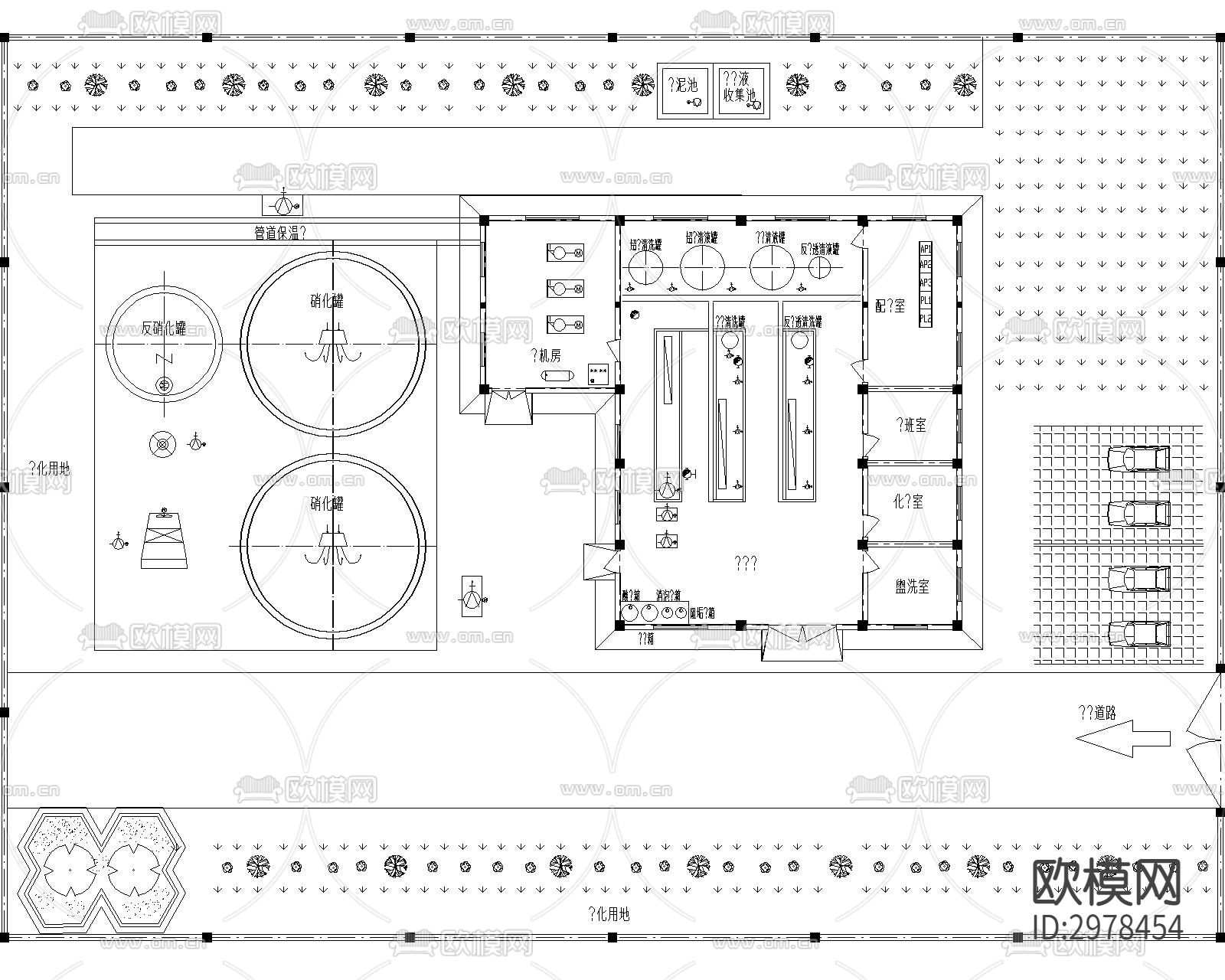 生活污水废水处理cad施工图下载（渲染图8）