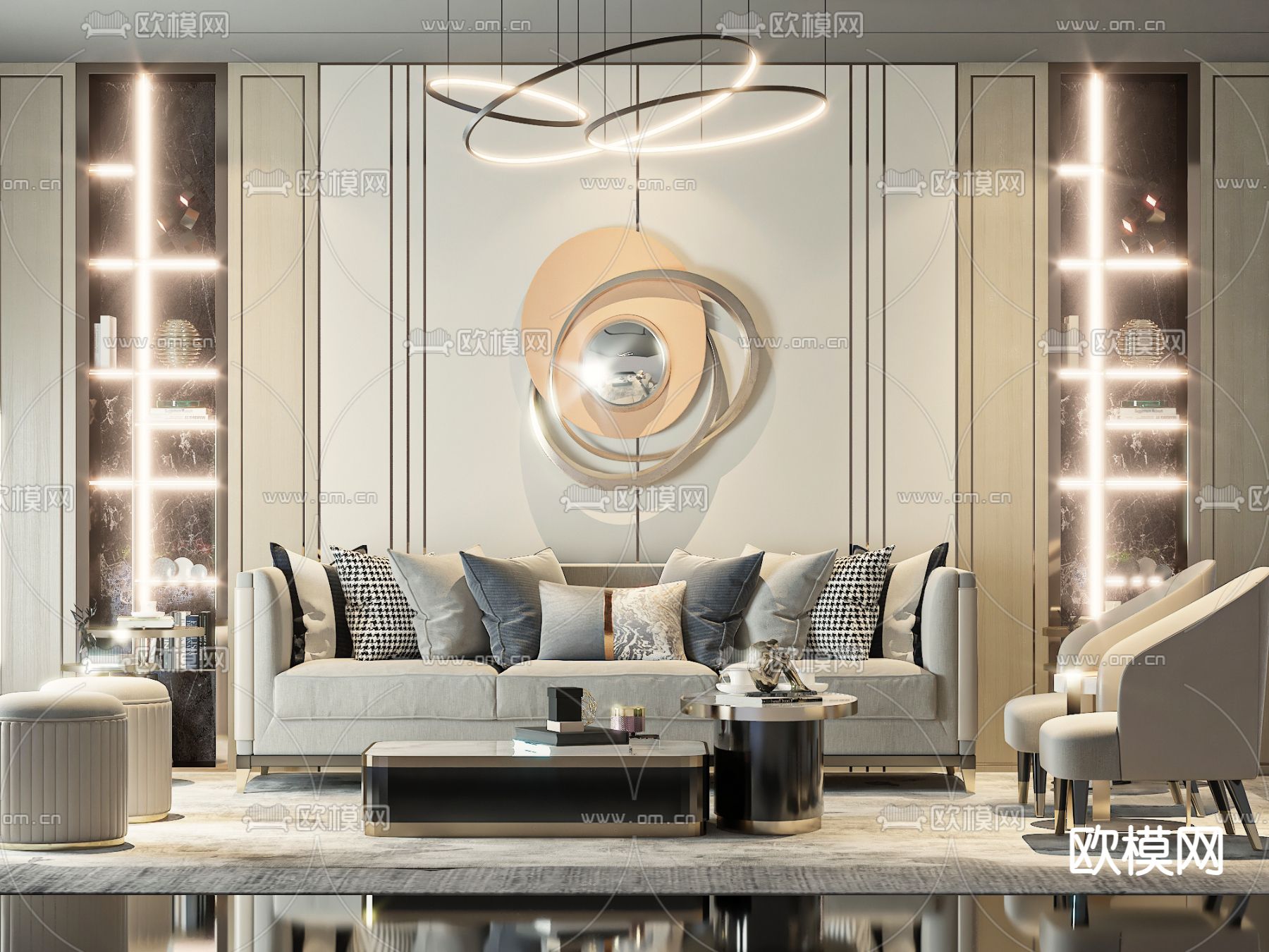 现代组合沙发3d模型下载