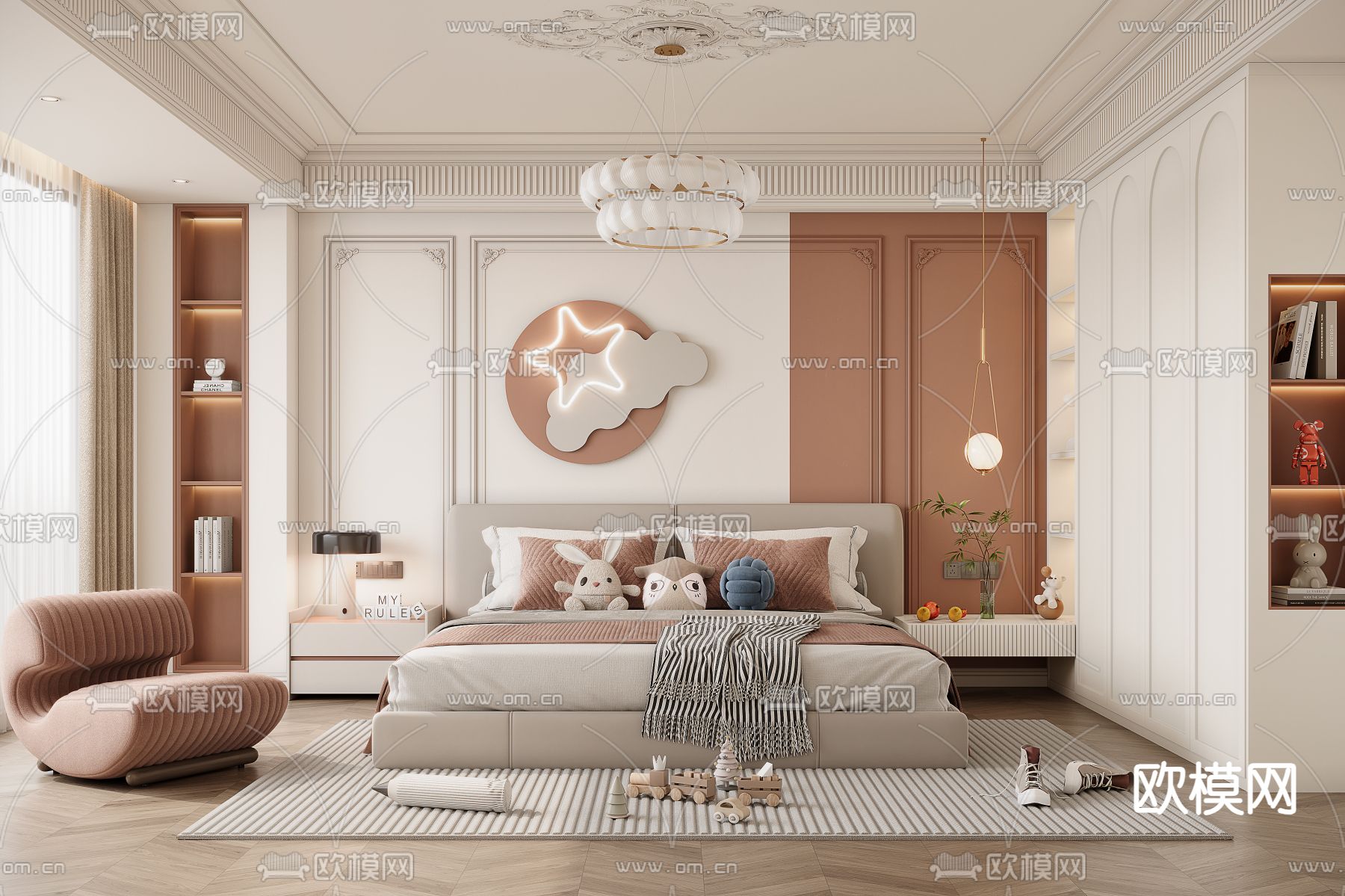 法式儿童房 小孩房 女孩房3d模型下载