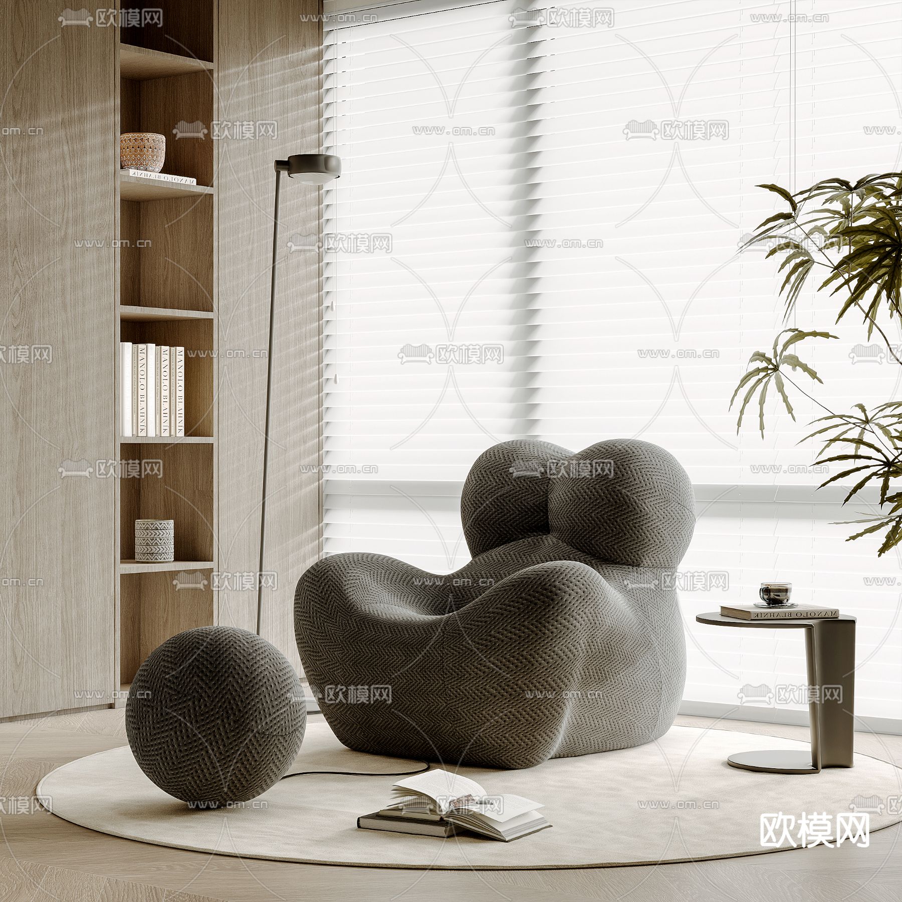 现代单人沙发su模型下载（渲染图2）