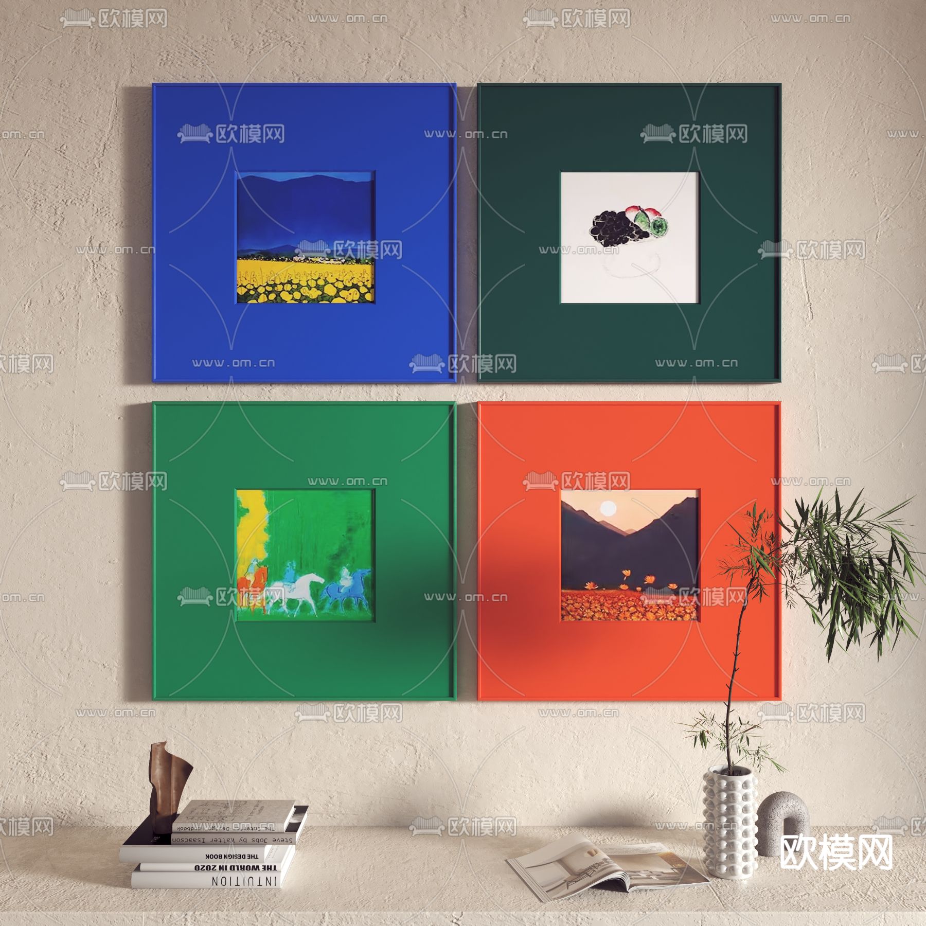 孟菲斯组合画 抽象画 装饰画3d模型下载