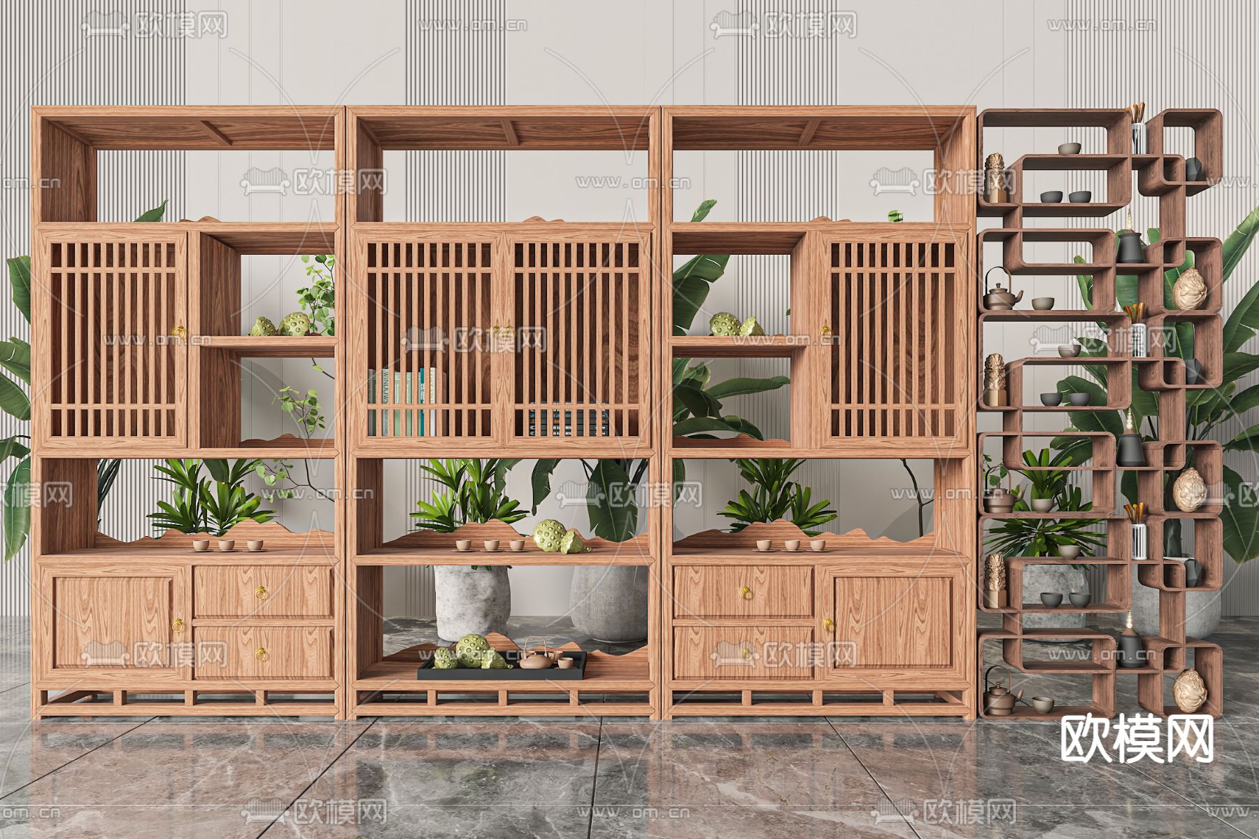 博古架 置物架 陈列架3d模型下载