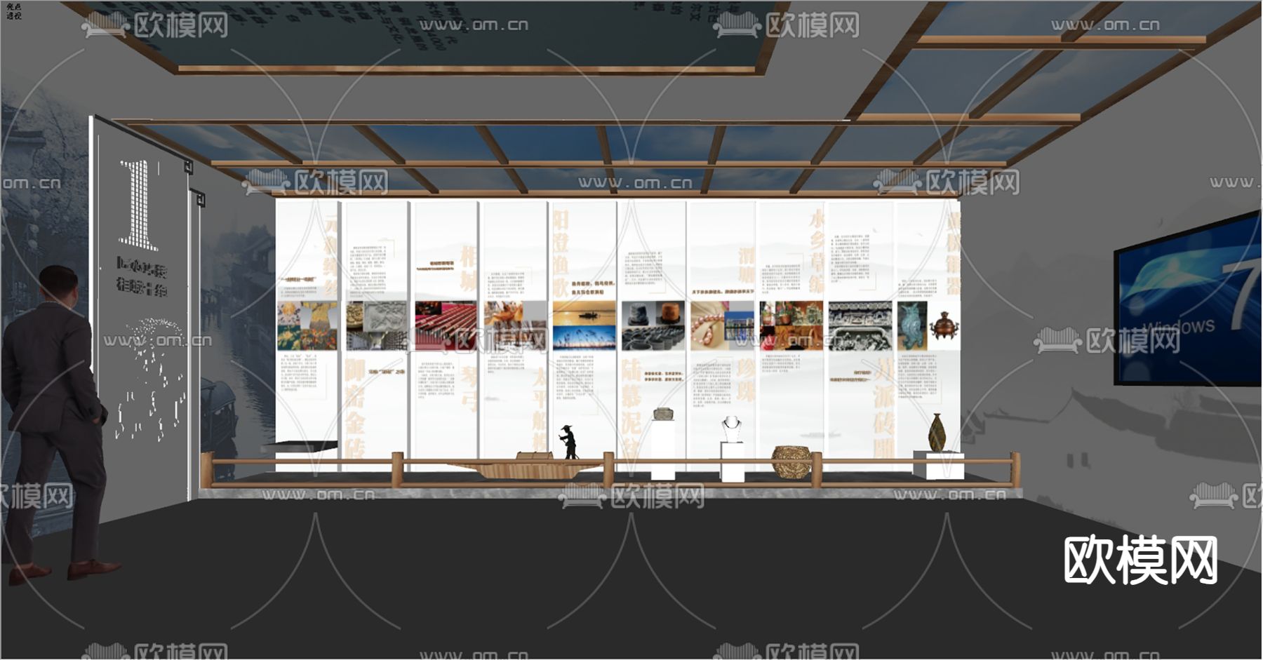 现代非遗文化展厅su模型下载（渲染图1）