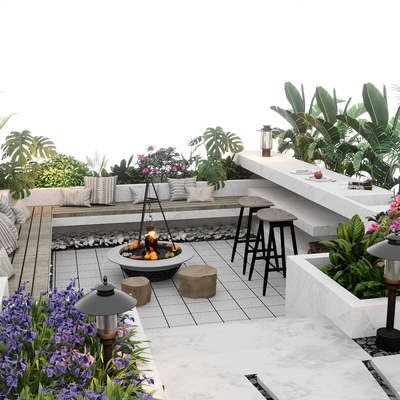  庭院下沉空间su模型 