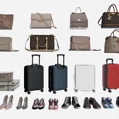  皮包 行李箱 鞋子su模型 