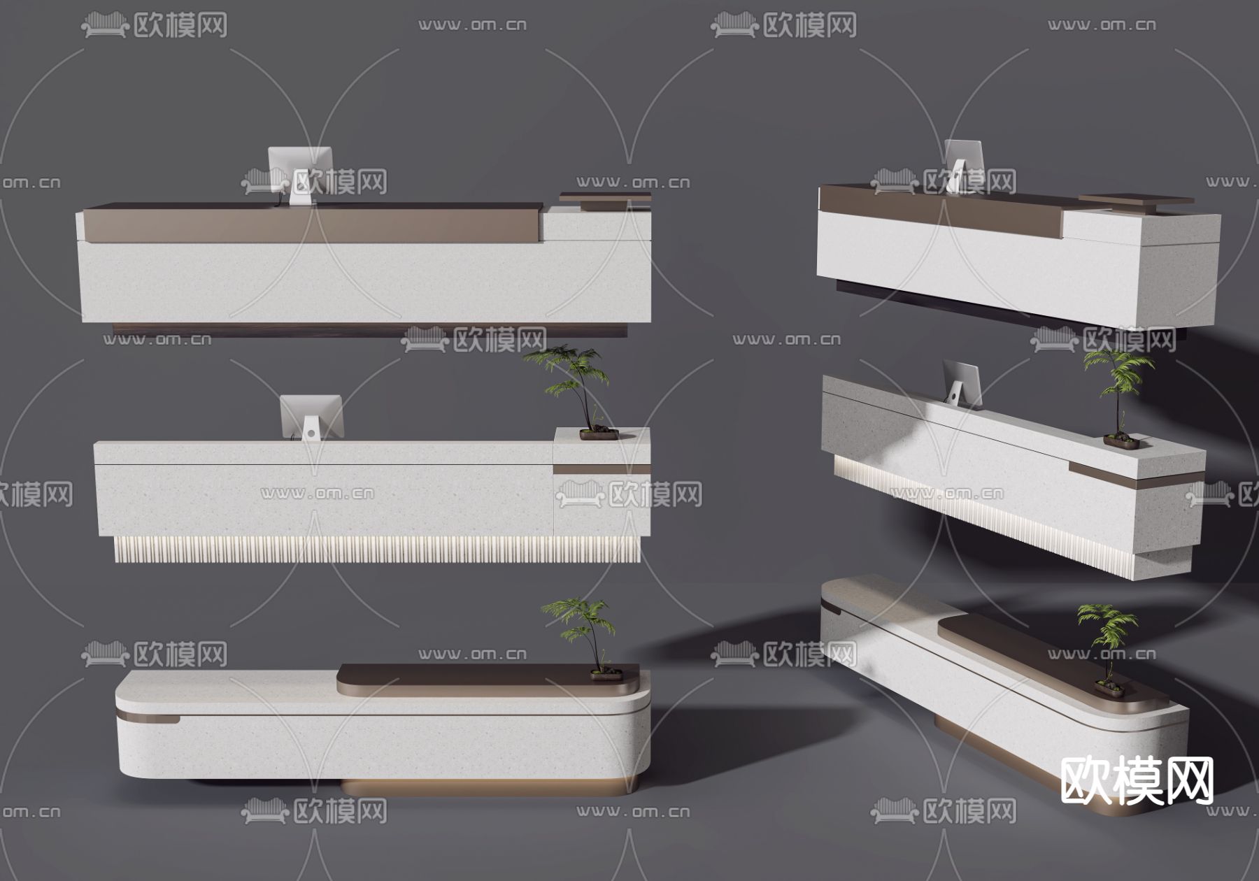 咨询台 前台 接待台su模型下载（渲染图2）
