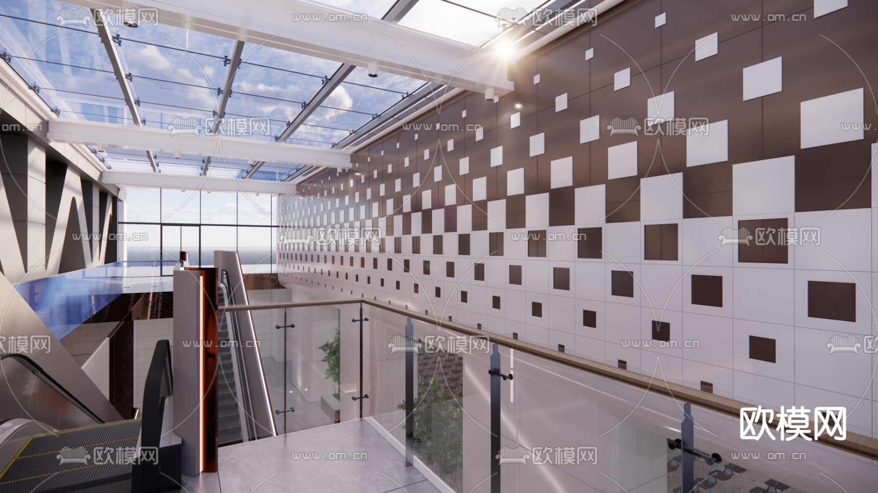 现代简约天台su模型下载（渲染图3）