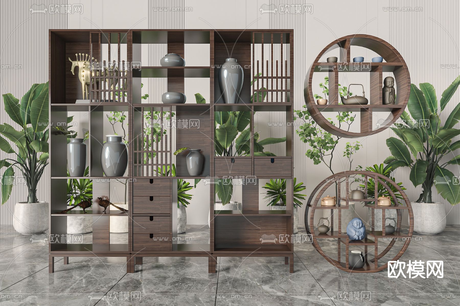 博古架 陈列架 置物架3d模型下载