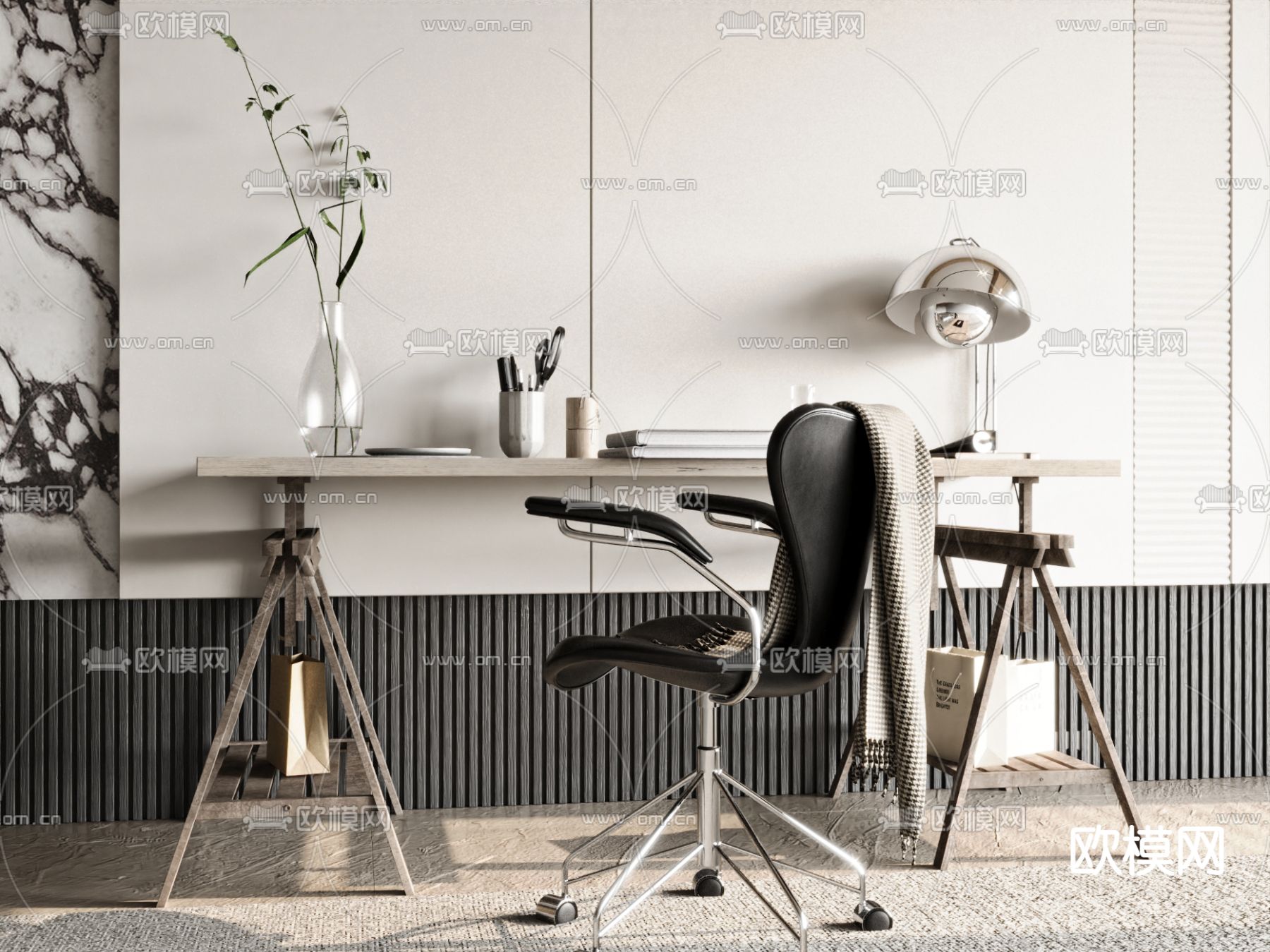 现代书桌 写字台 电脑桌3d模型下载