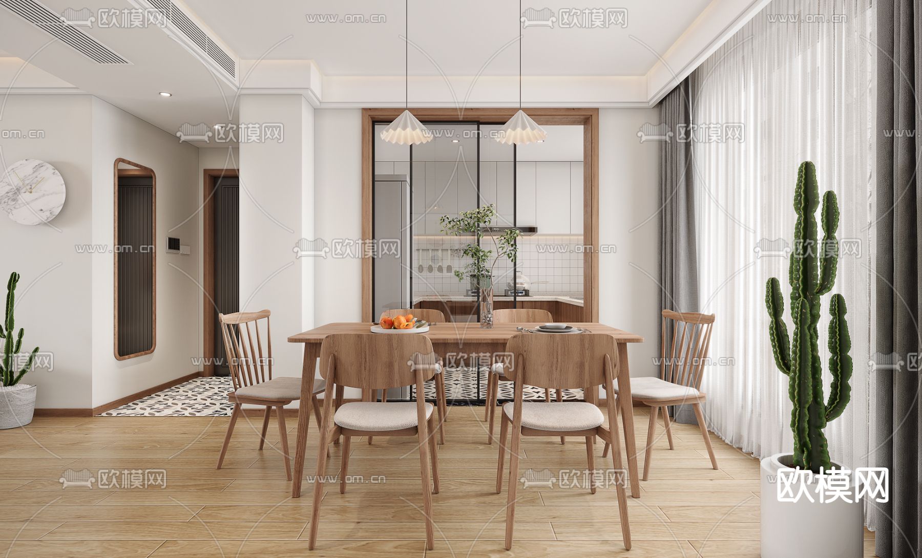 北欧客餐厅3d模型下载（渲染图4）