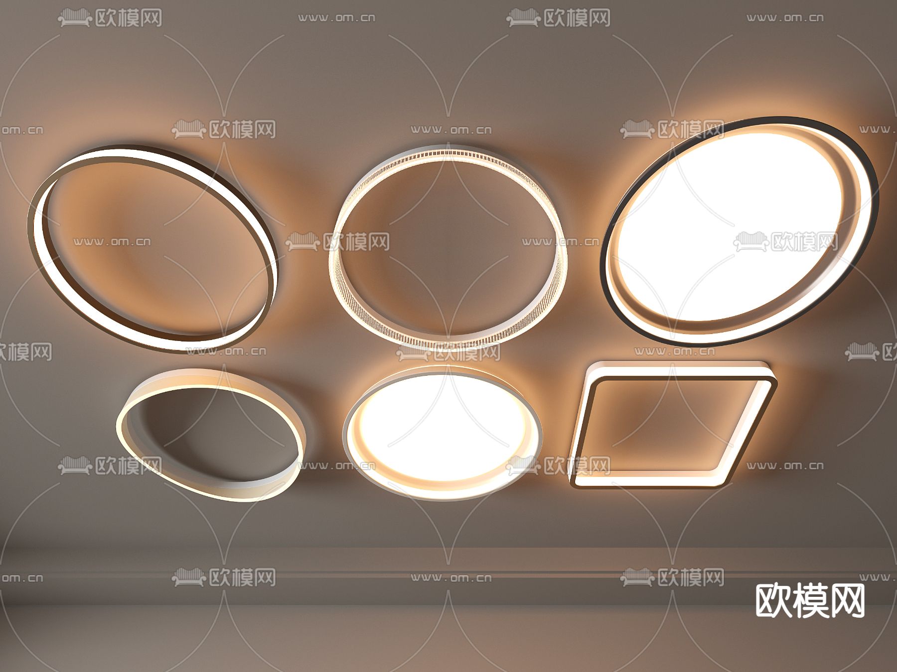 几何吸顶灯 卧室灯3d模型下载