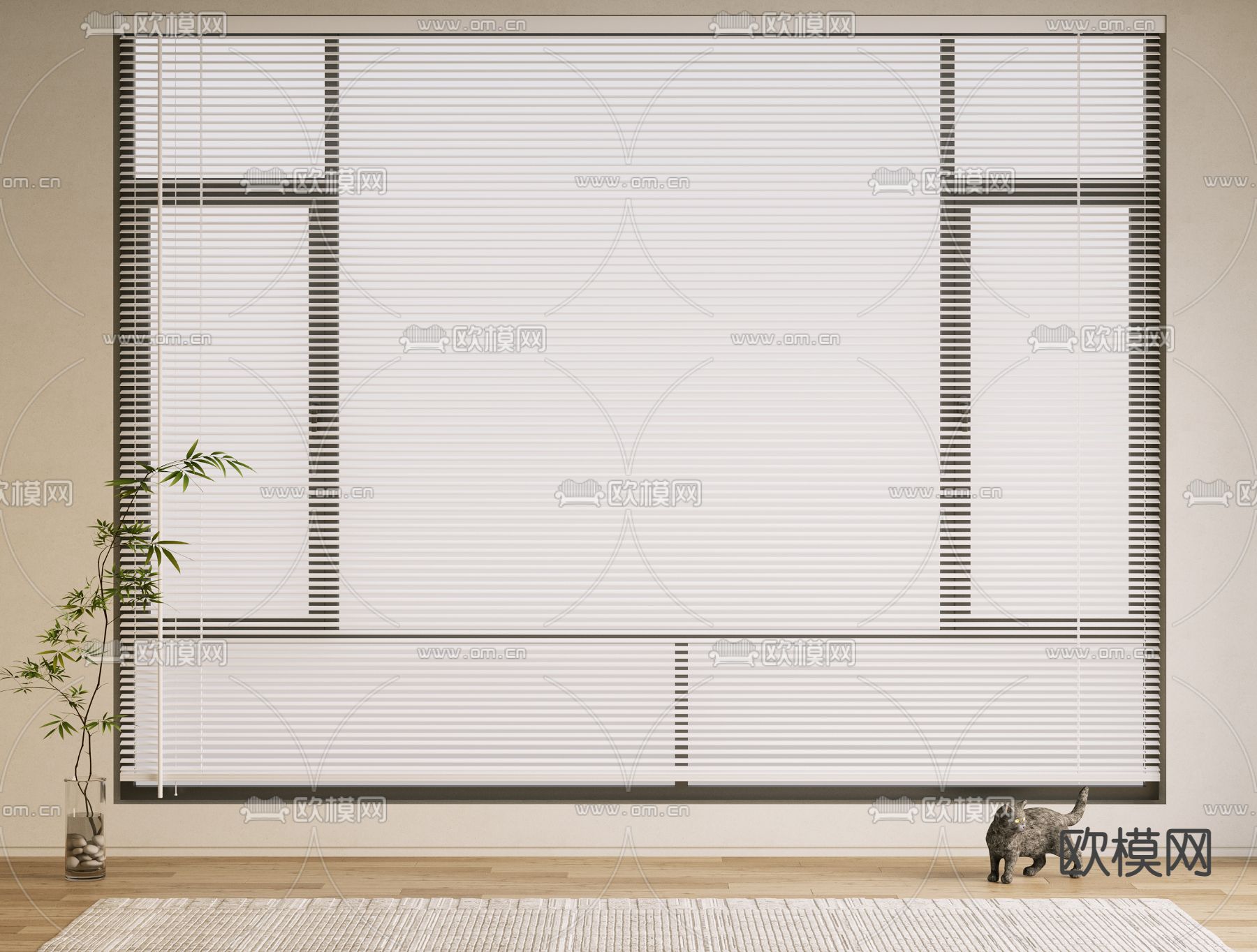 百叶帘 窗帘su模型下载（渲染图2）