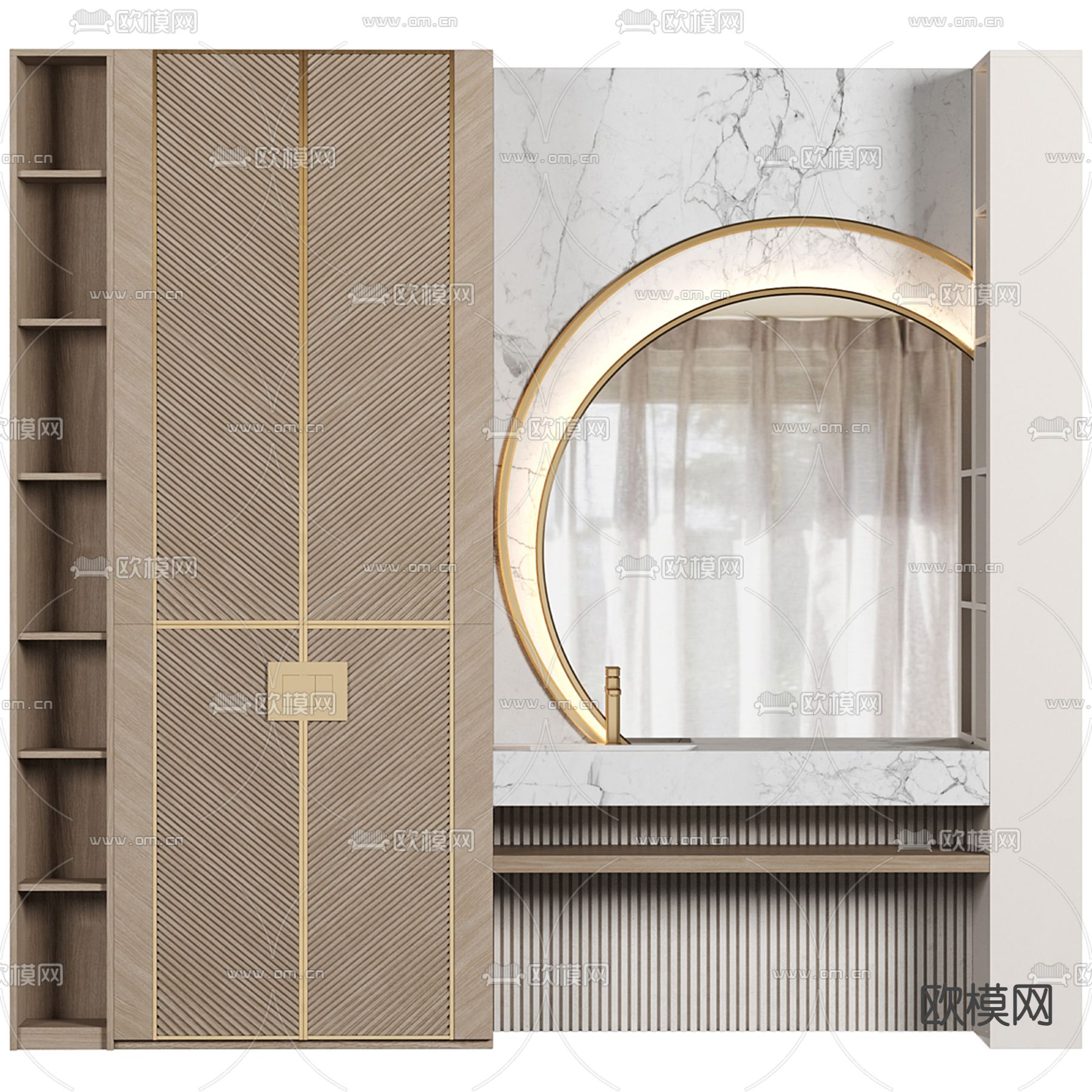 轻奢浴室柜 洗手盆 洗手台3d模型下载