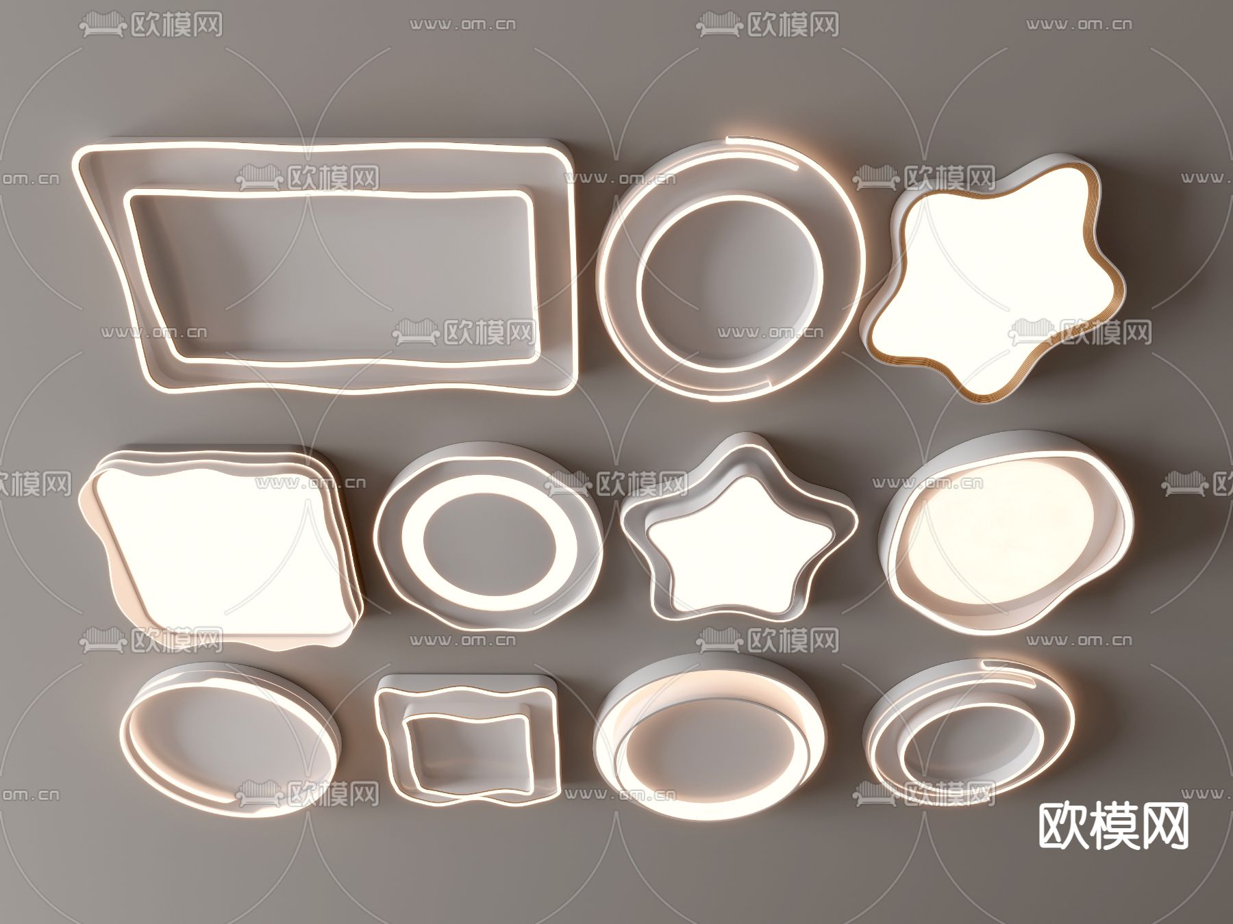 现代吸顶灯su模型下载（渲染图2）