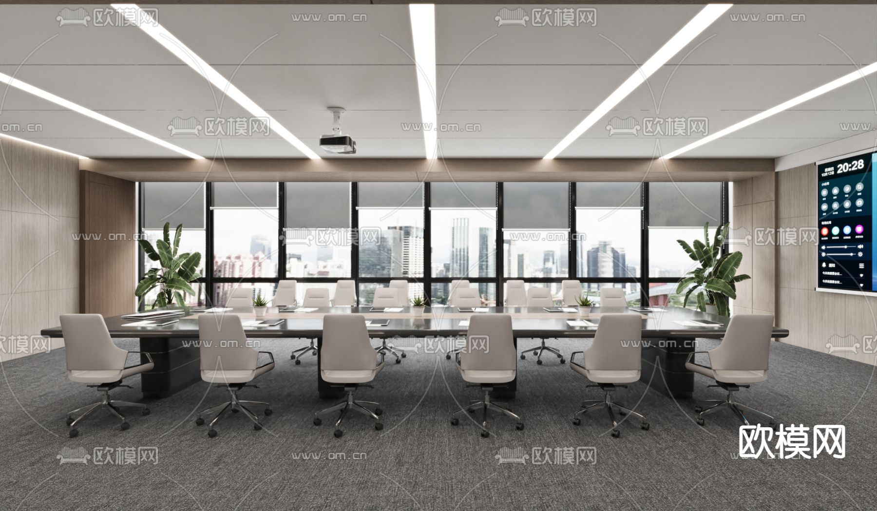 现代会议室3d模型下载