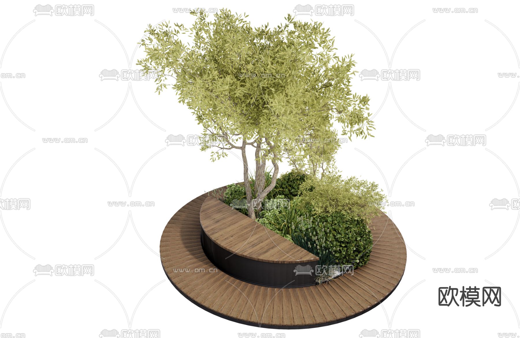 现代景观座椅 树池su模型下载（渲染图2）