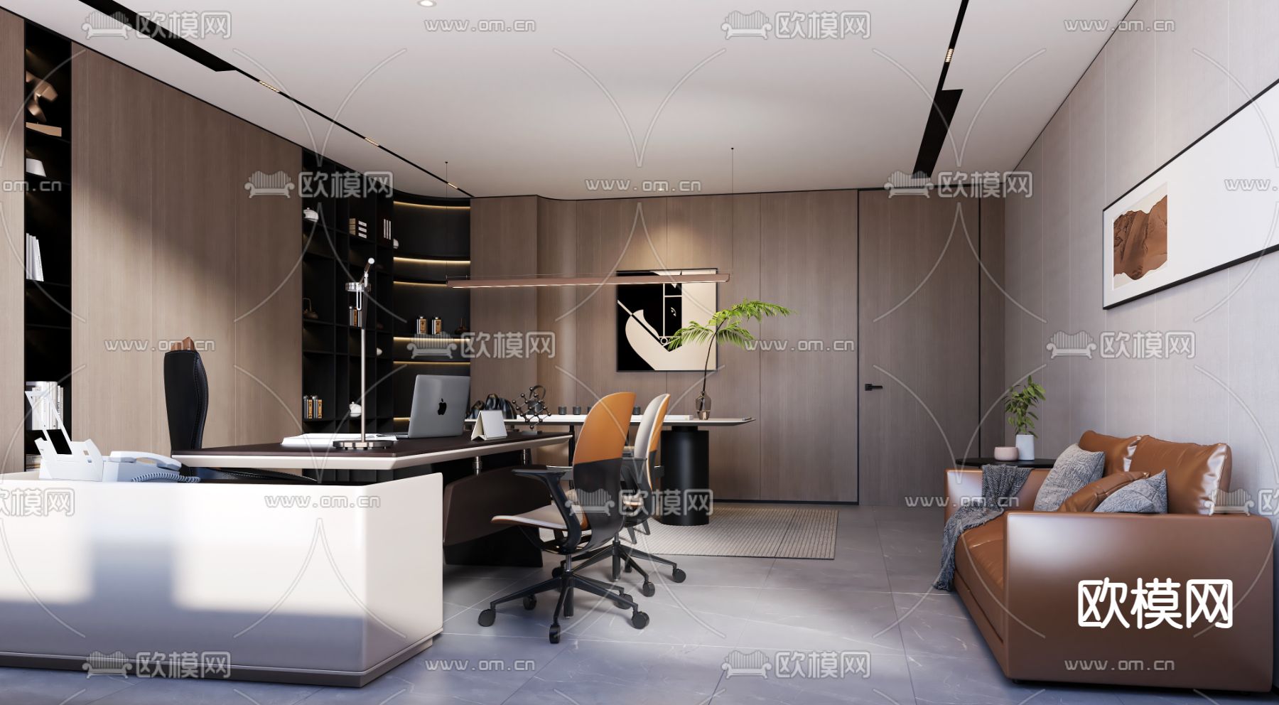 总经理室 董事长室3d模型下载（渲染图2）