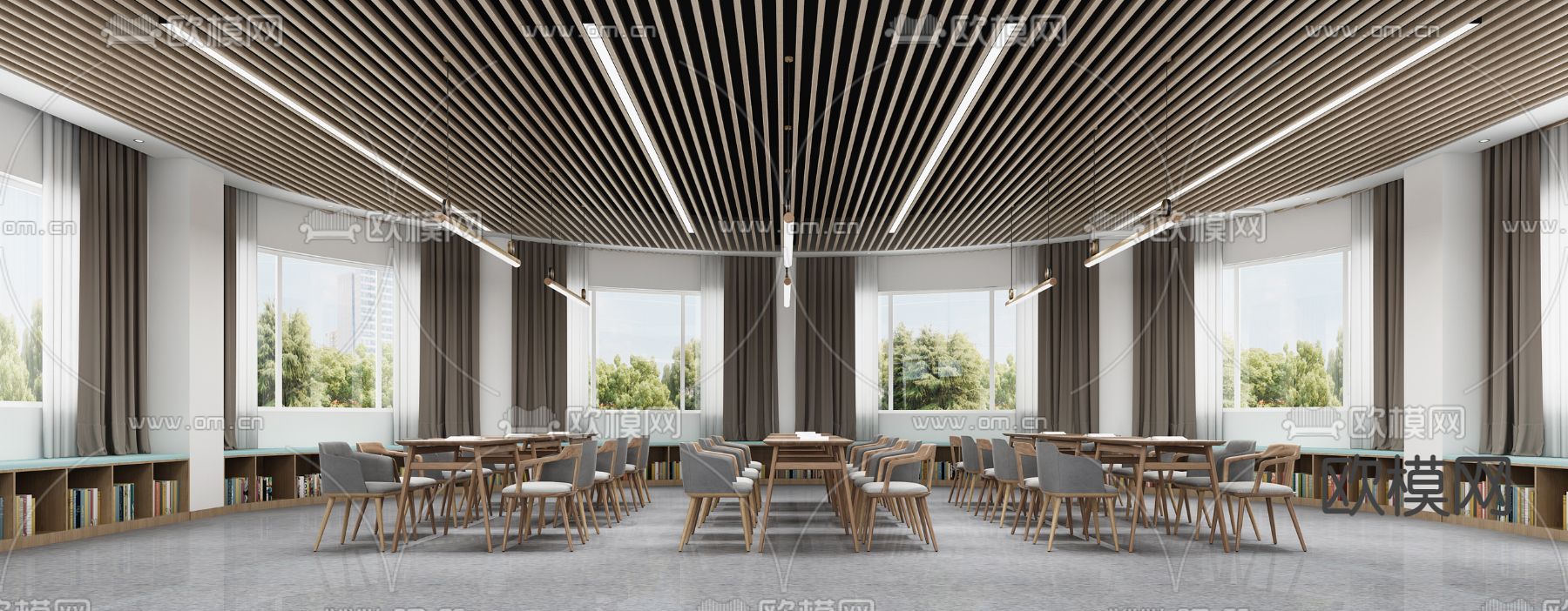 图书馆 阅览室3d模型下载（渲染图2）