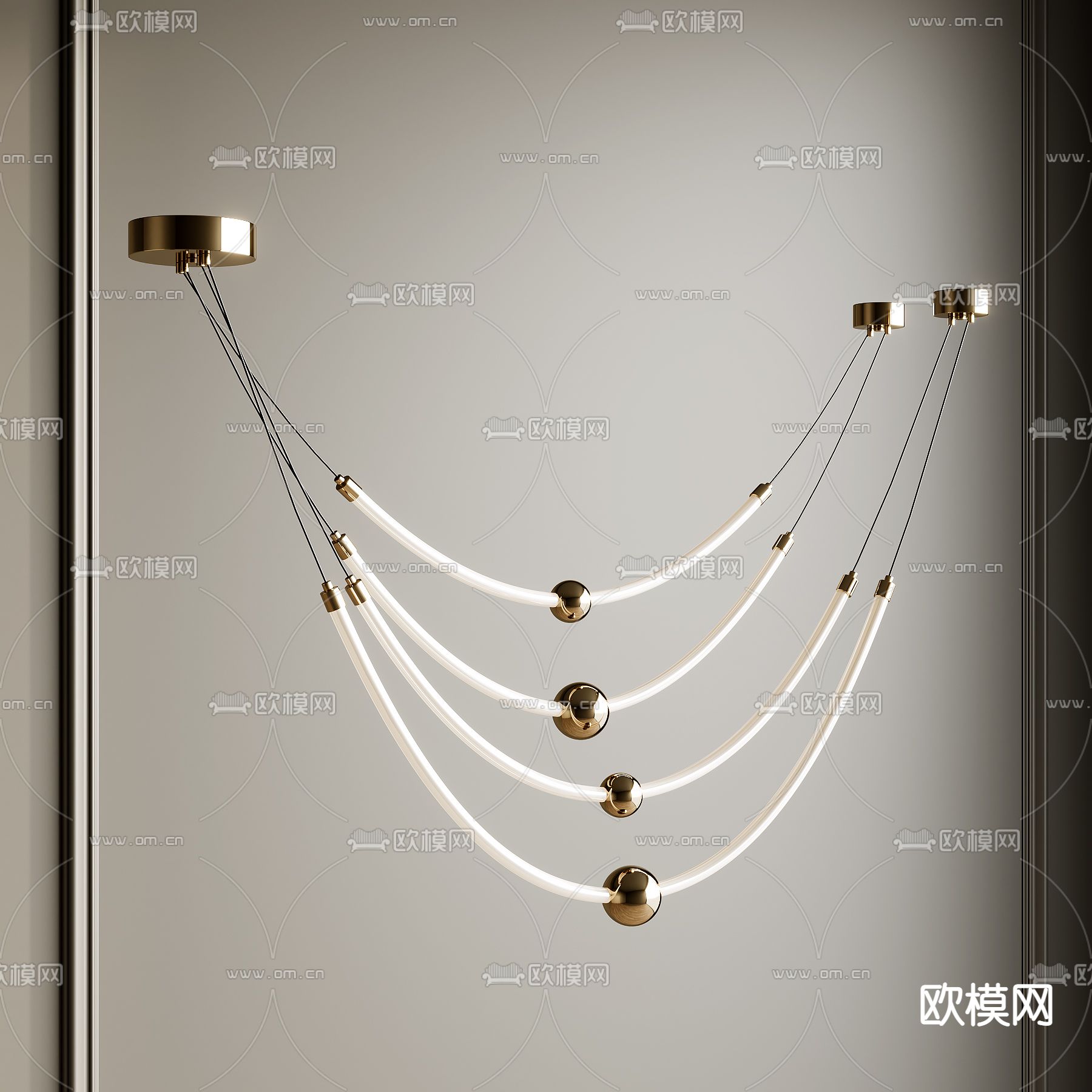 轻奢吊灯 大堂灯 装饰灯3d模型下载
