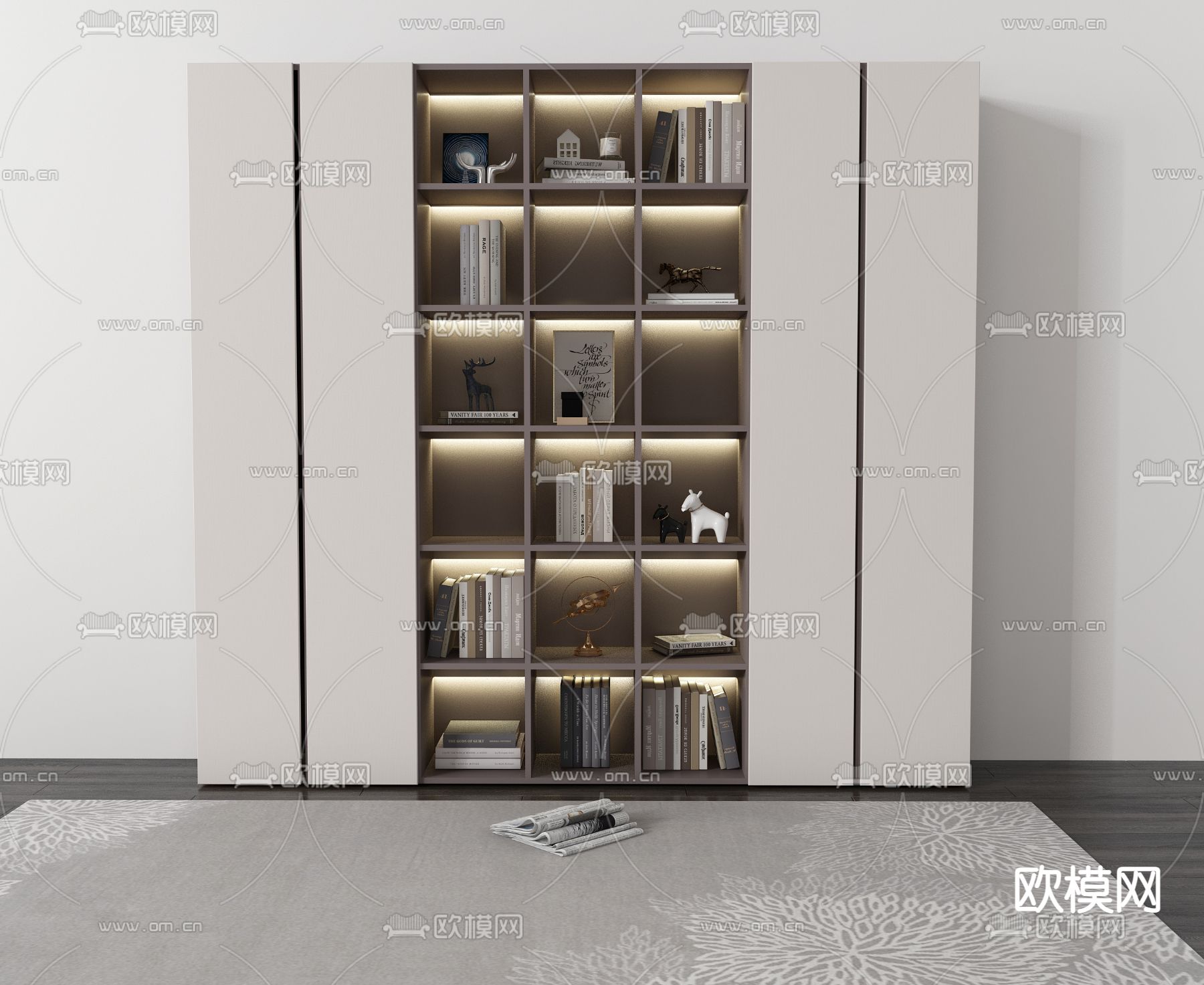 现代书柜 装饰柜3d模型下载