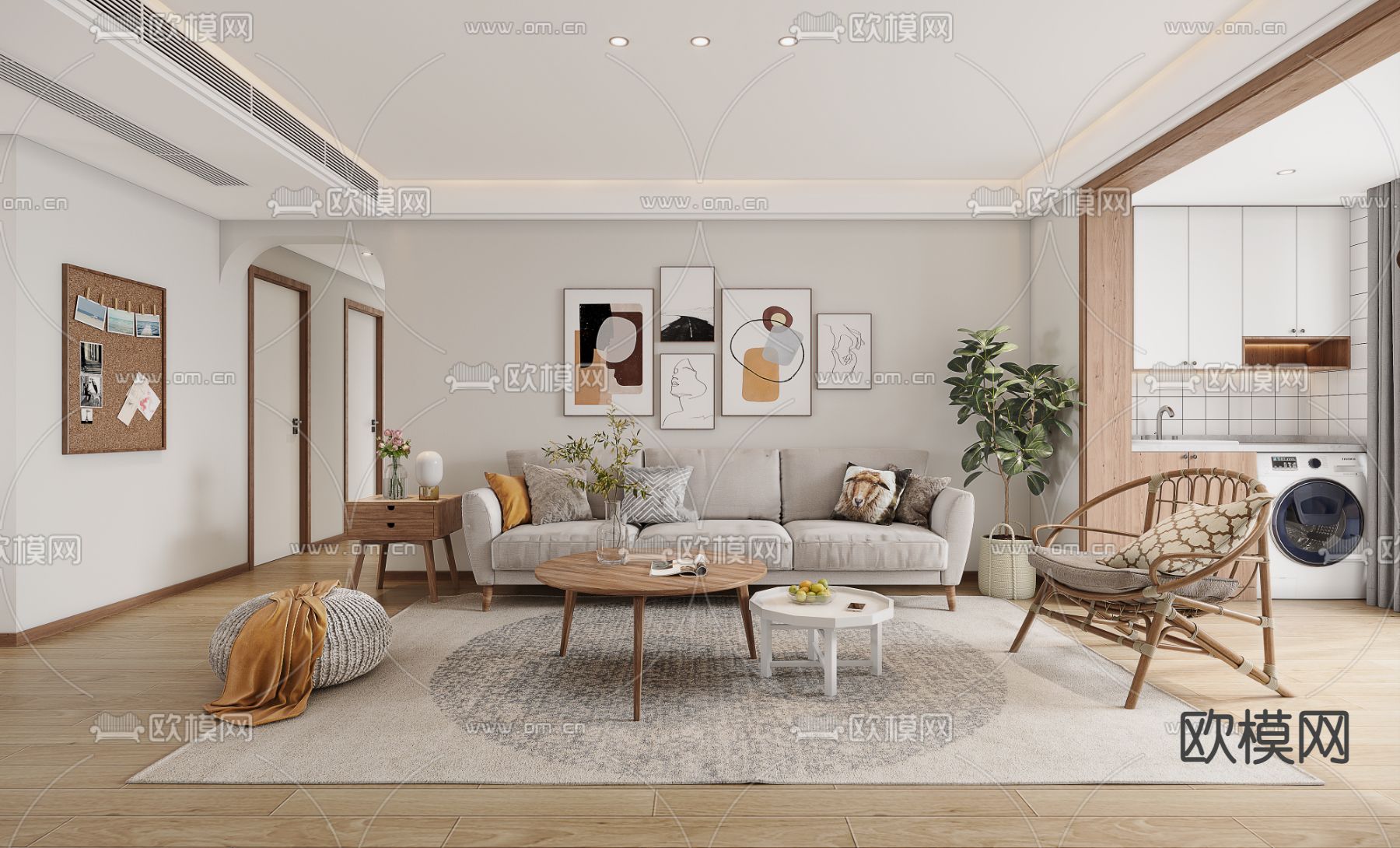 北欧客餐厅3d模型下载（渲染图1）