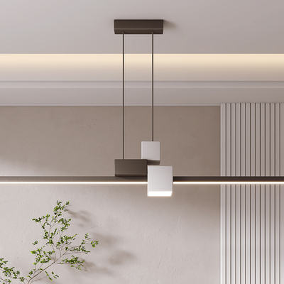  现代办公吊灯su模型 