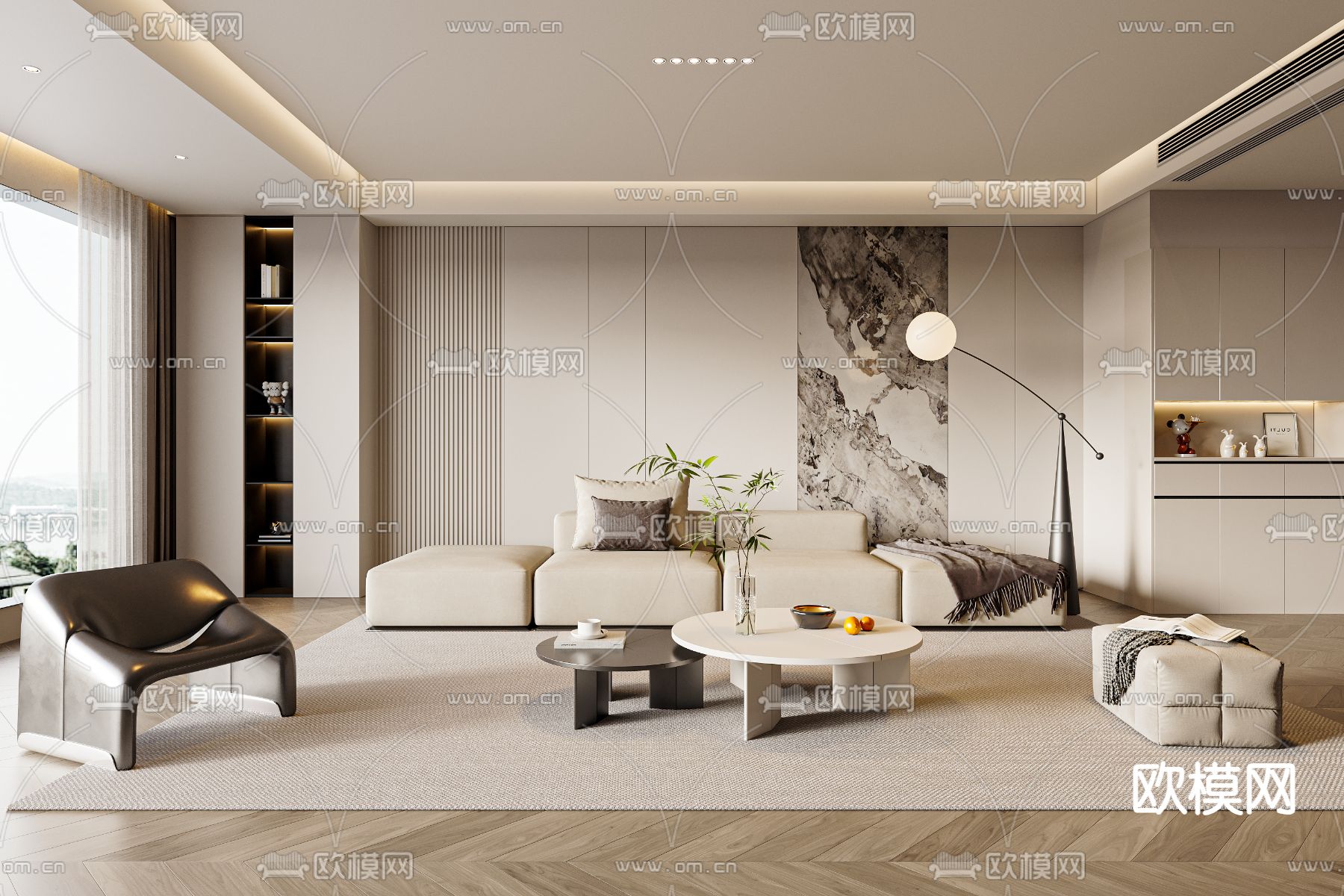 现代客厅3d模型下载