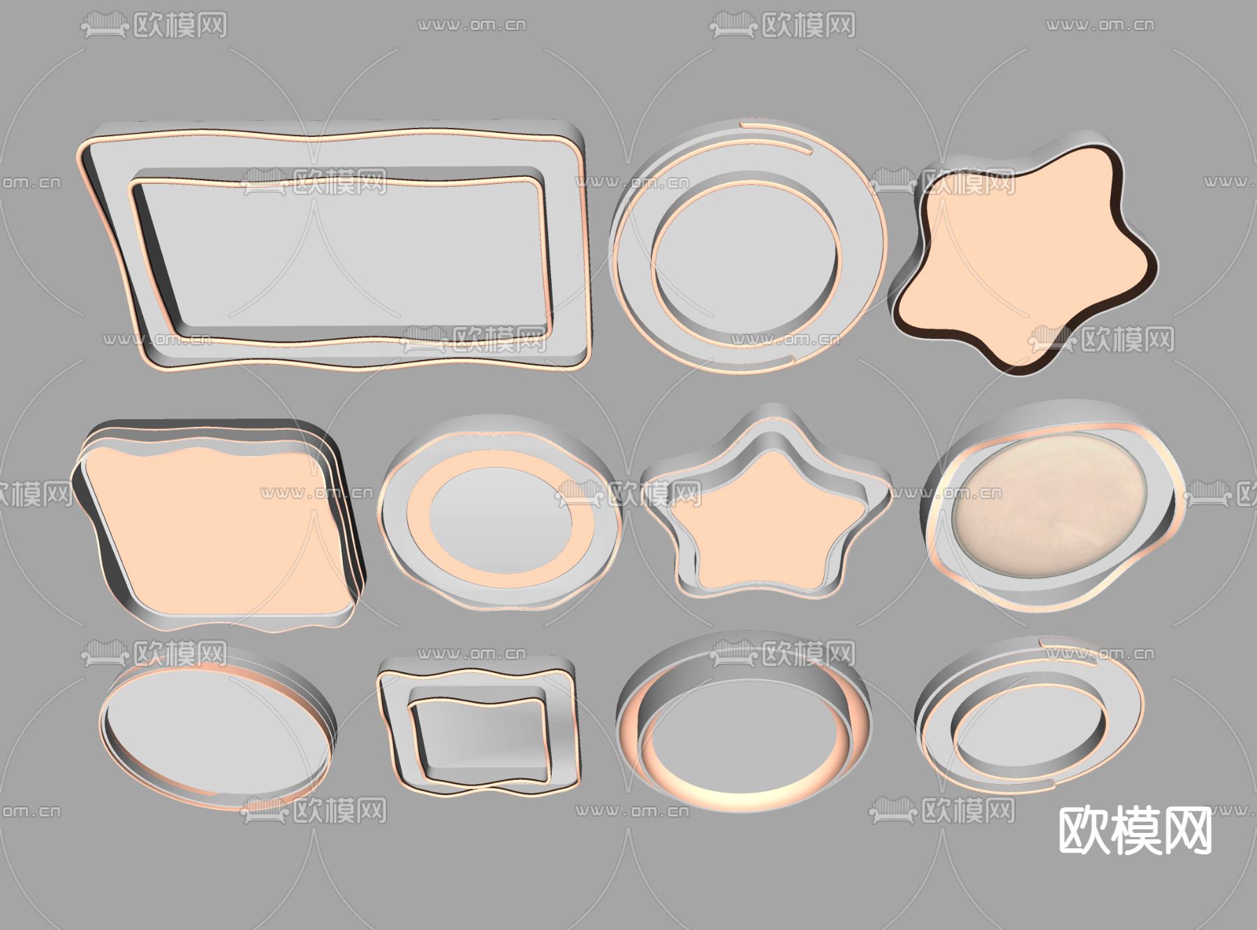 现代吸顶灯su模型下载（渲染图1）