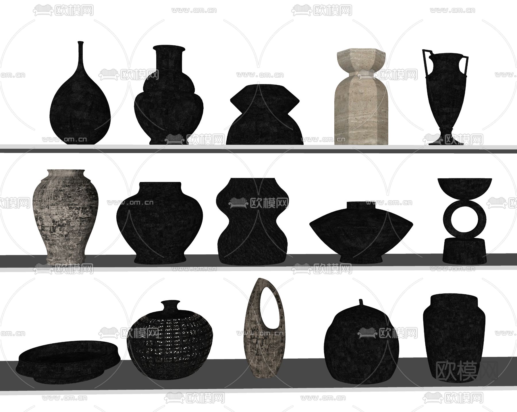 陶瓷 陶器 花瓶 器皿su模型下载（渲染图1）