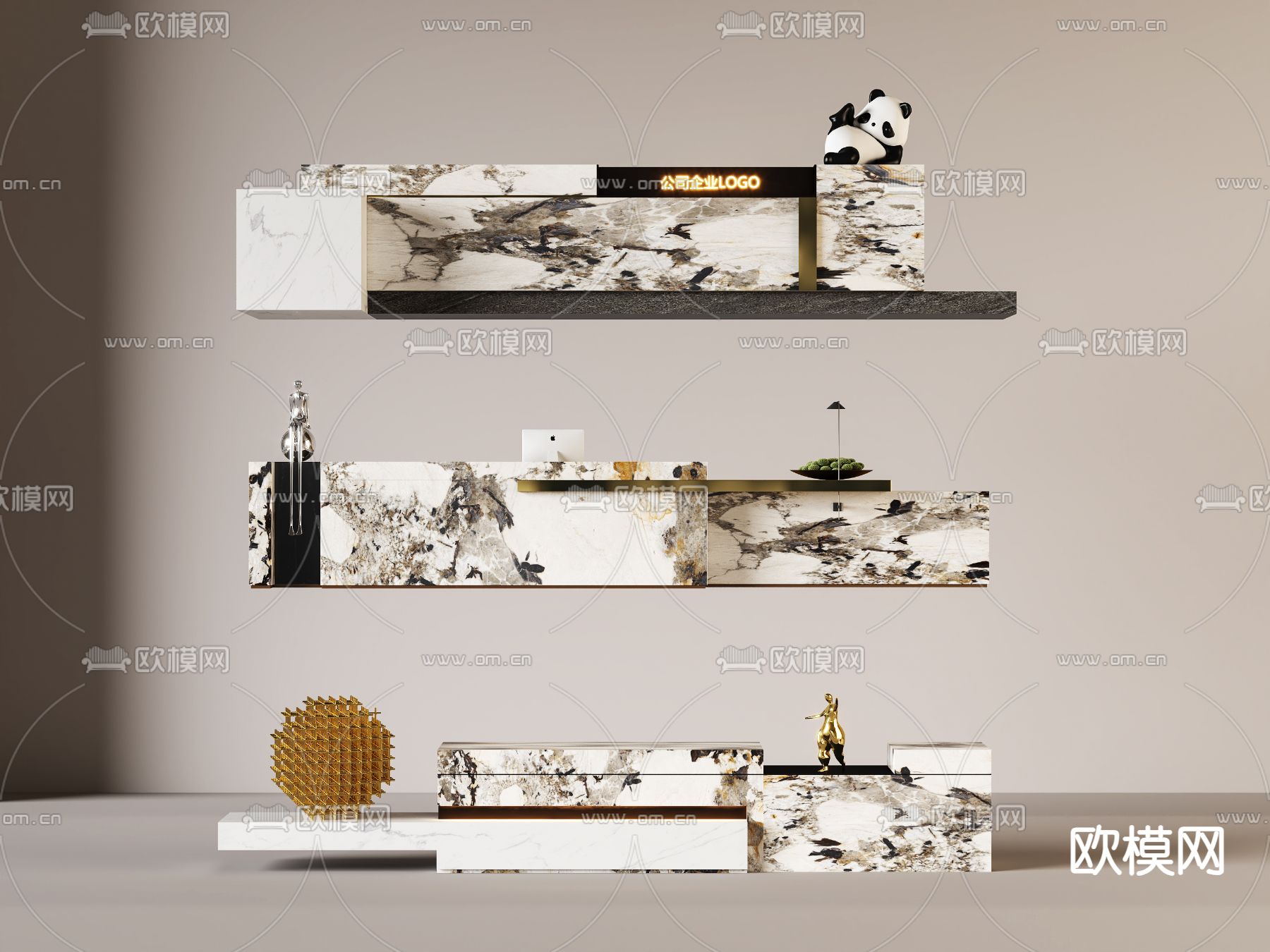 前台 接待台 服务台 咨询台3d模型下载