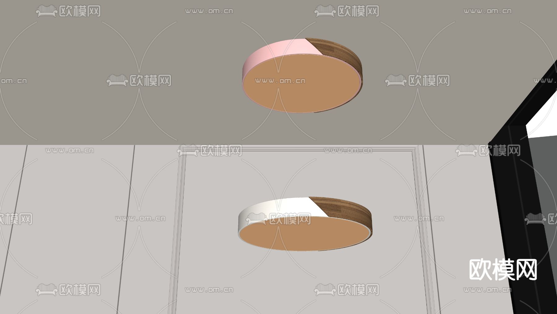 几何吸顶灯 卧室灯su模型下载（渲染图1）