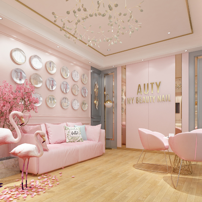  现代网红店 美容美甲店su模型 