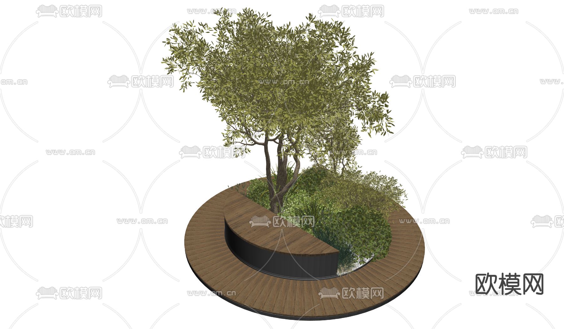 现代景观座椅 树池su模型下载（渲染图1）