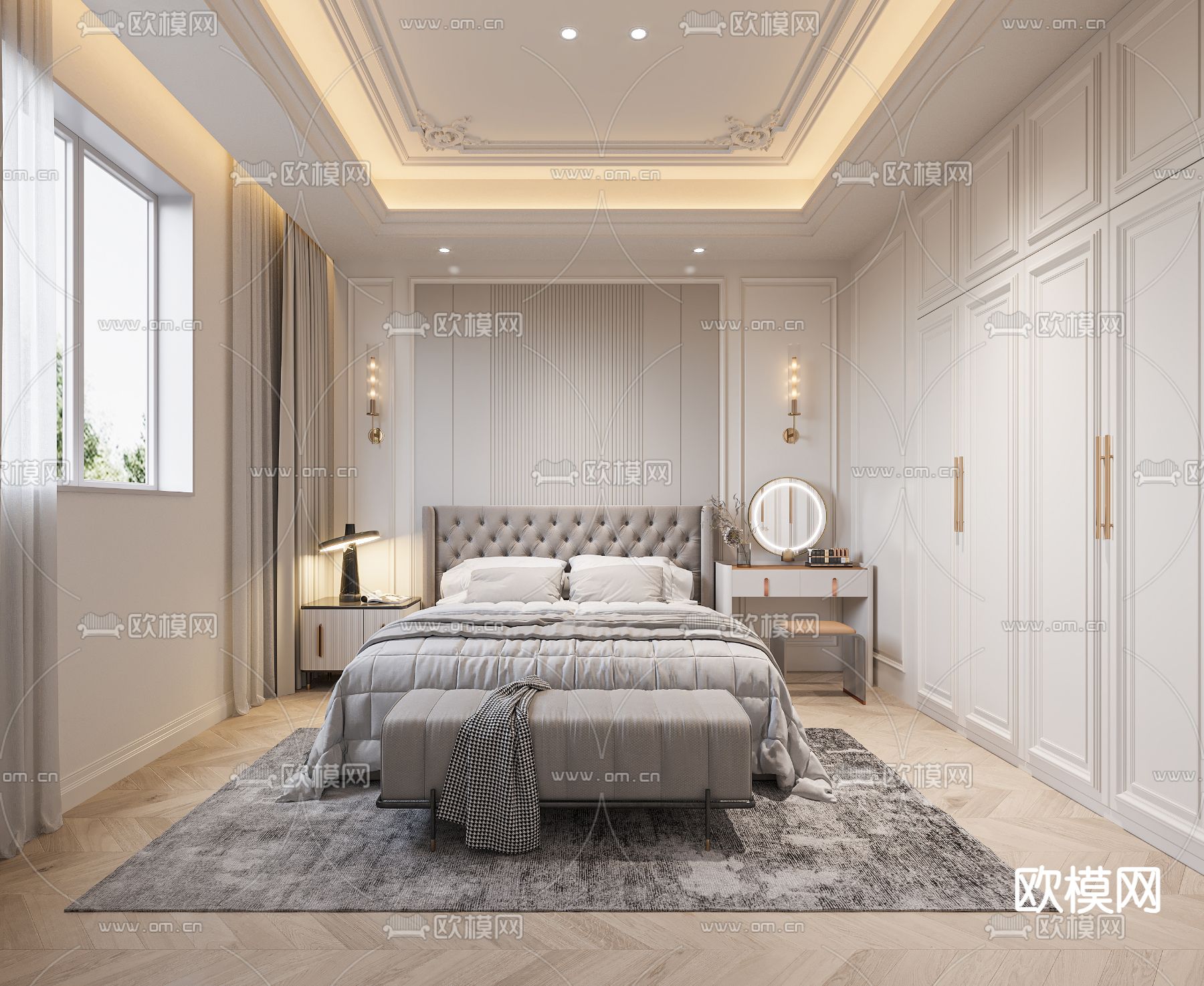 法式卧室 次卧3d模型下载