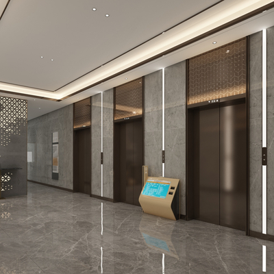  电梯厅 电梯间su模型 