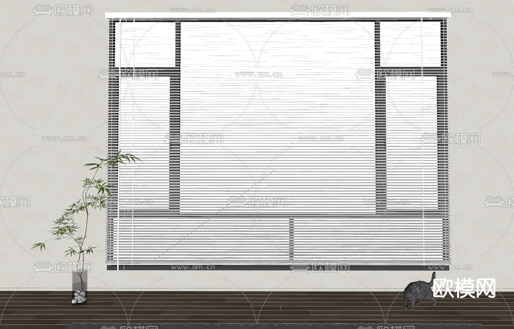百叶帘 窗帘su模型下载（渲染图1）
