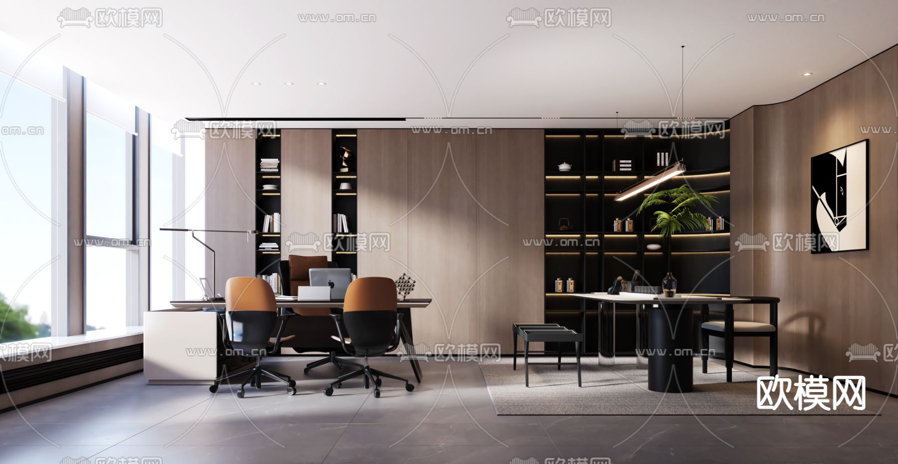 总经理室 董事长室3d模型下载（渲染图1）