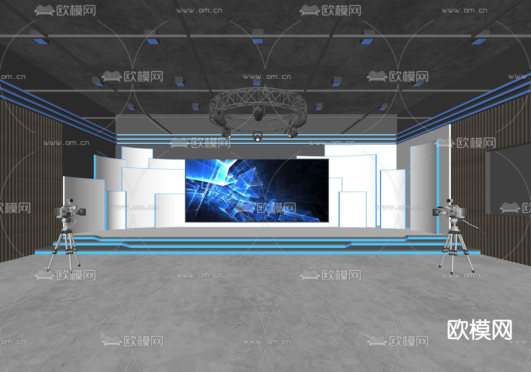 现代舞台 演播室su模型下载（渲染图1）