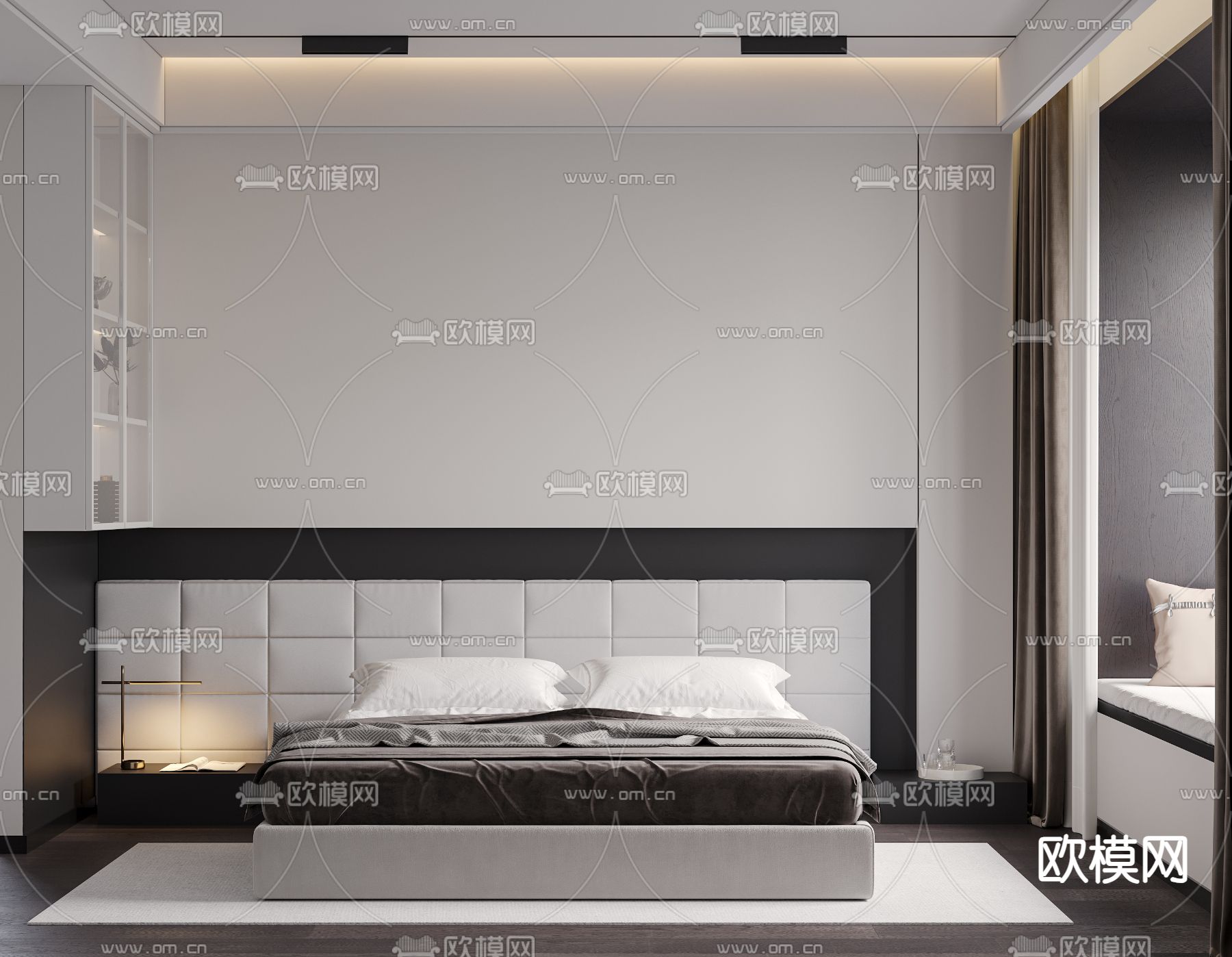 高级灰卧室 主卧 免费3d模型下载