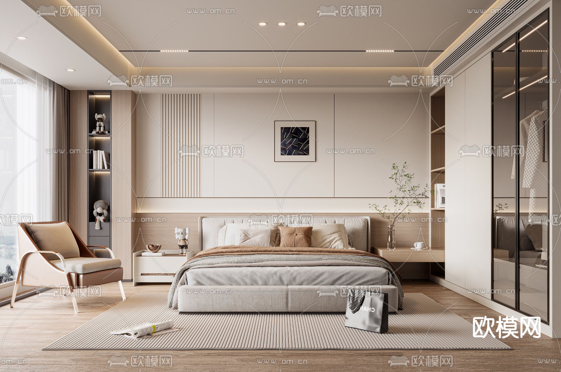 现代卧室 主卧 主人房3d模型下载