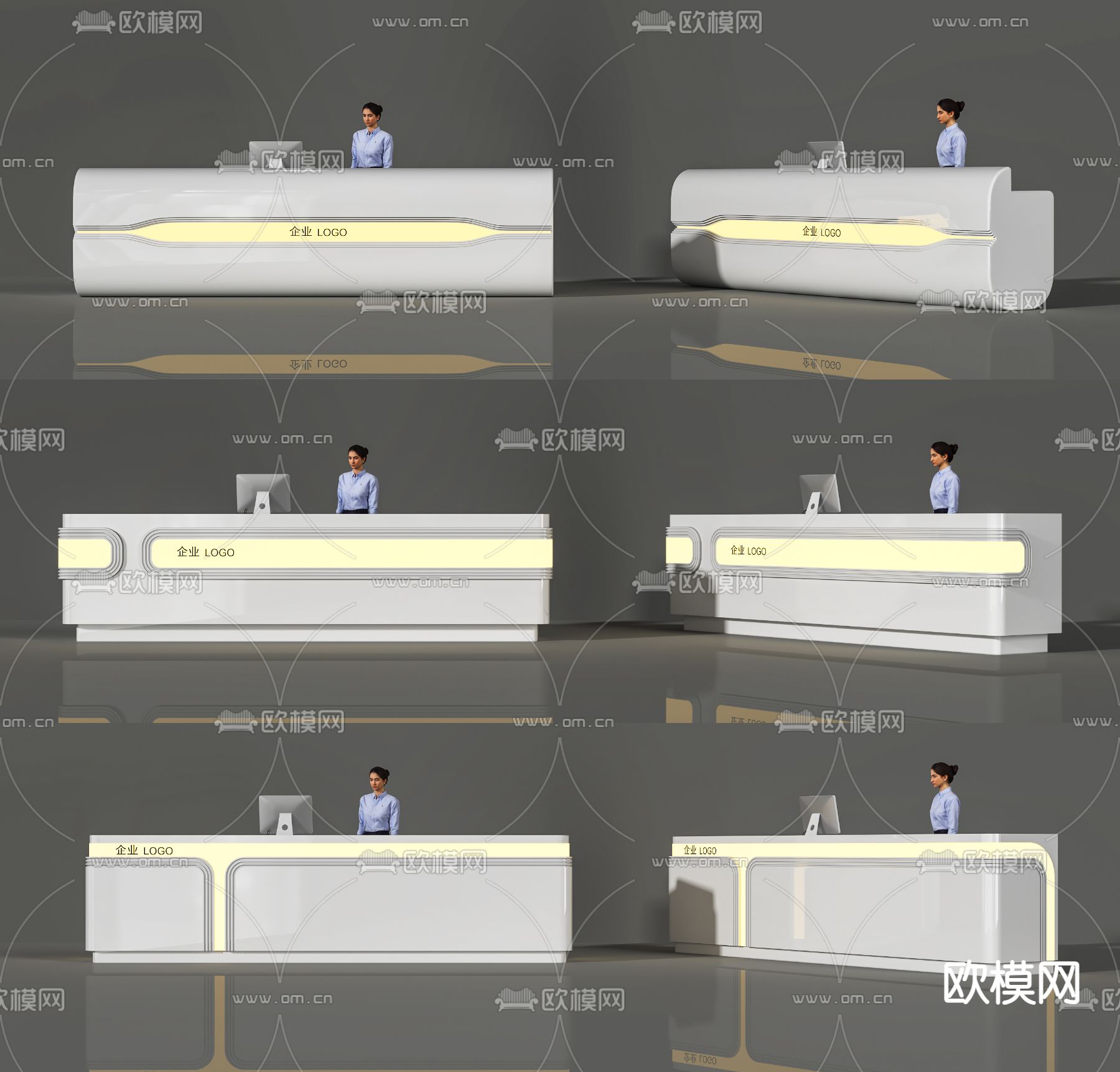 前台 接待台 服务台 收银台 咨询台3d模型下载_ID15011155_3dmax免费模型-欧模网