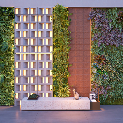  绿植墙 植物墙 苔藓su模型 