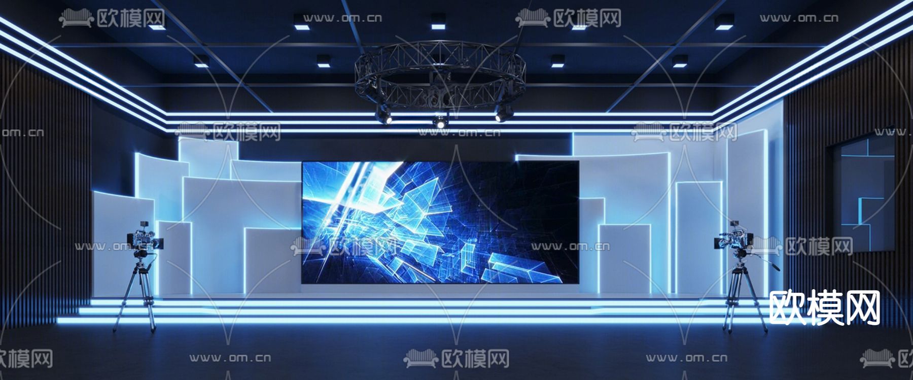 现代舞台 演播室su模型下载（渲染图2）