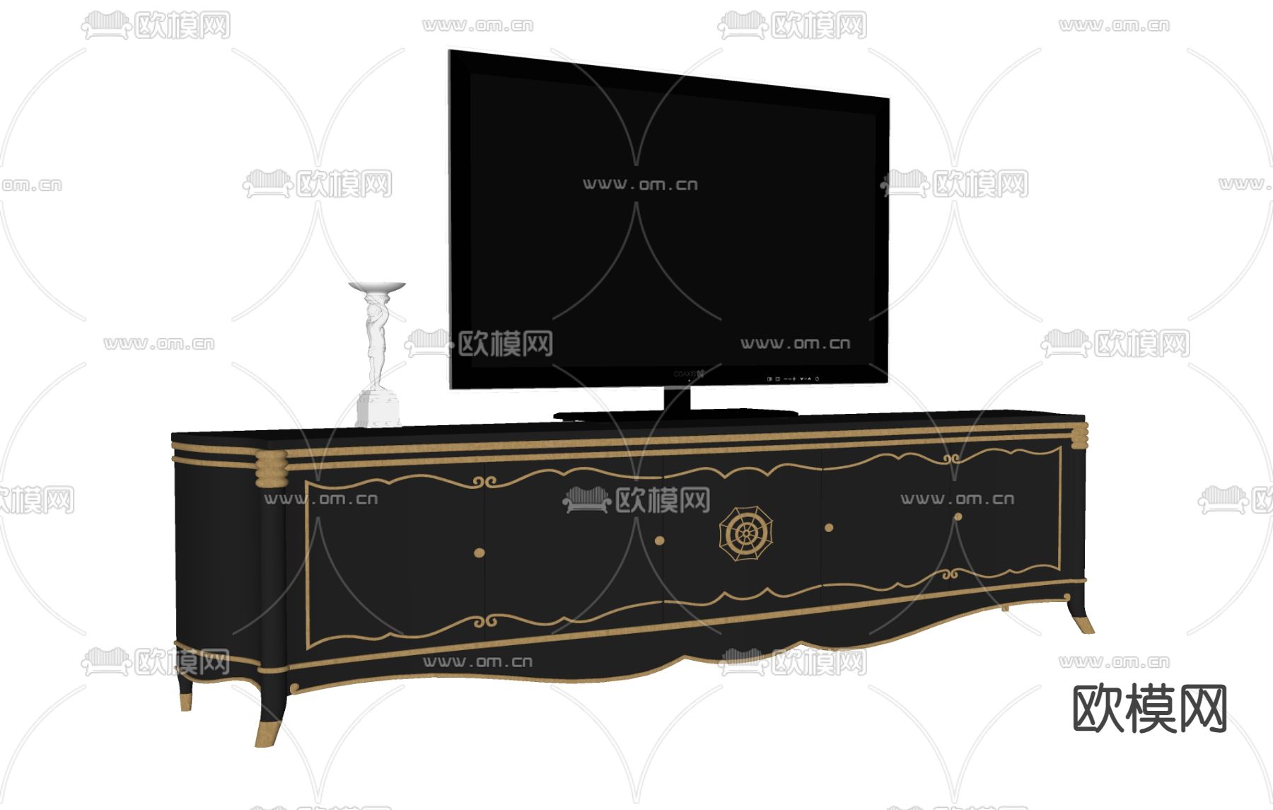 轻奢电视柜su模型下载（渲染图1）