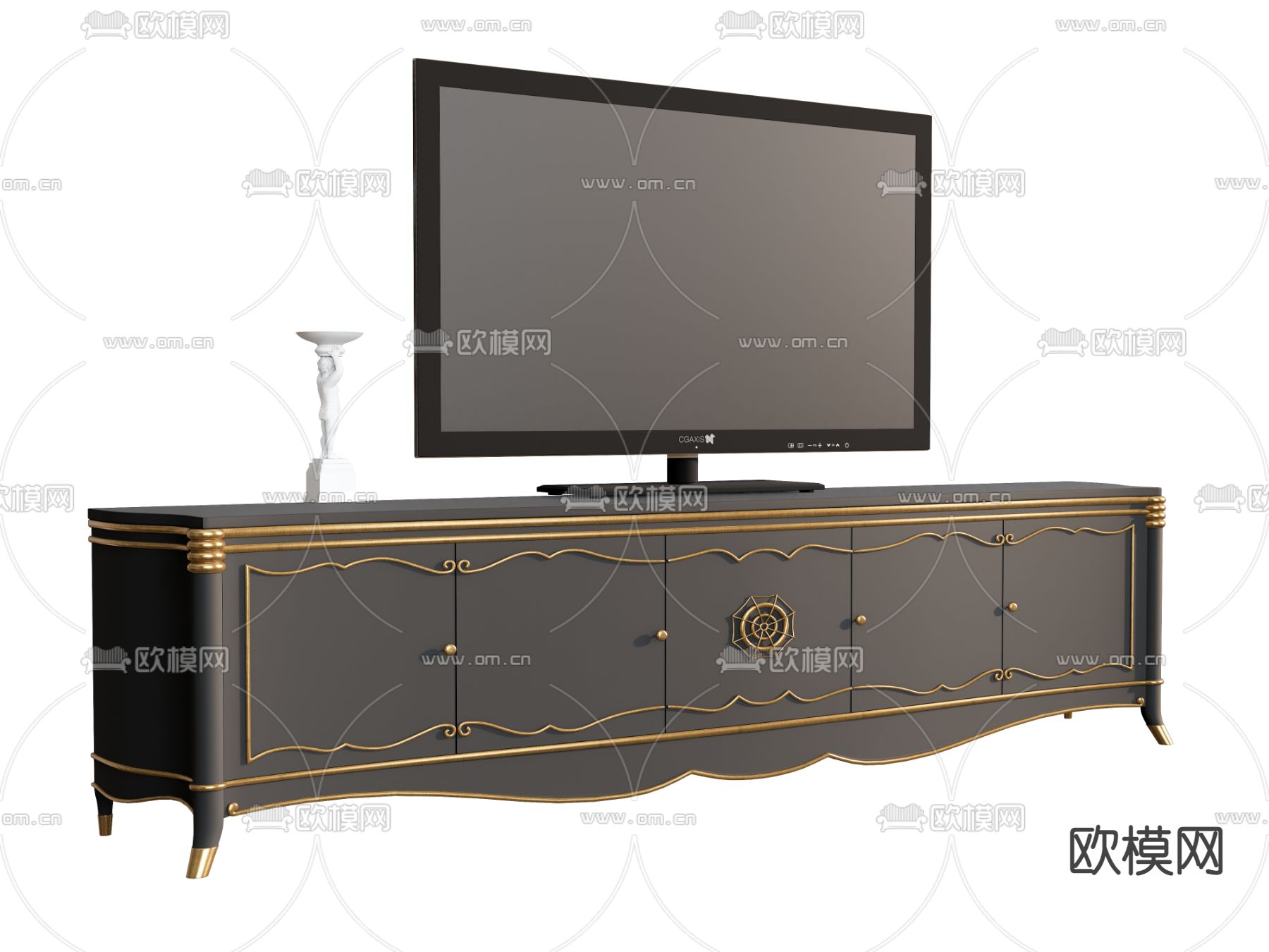 轻奢电视柜su模型下载（渲染图2）