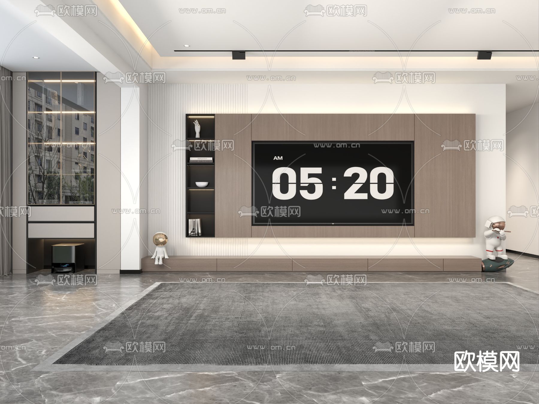 现代电视背景免费3d模型下载