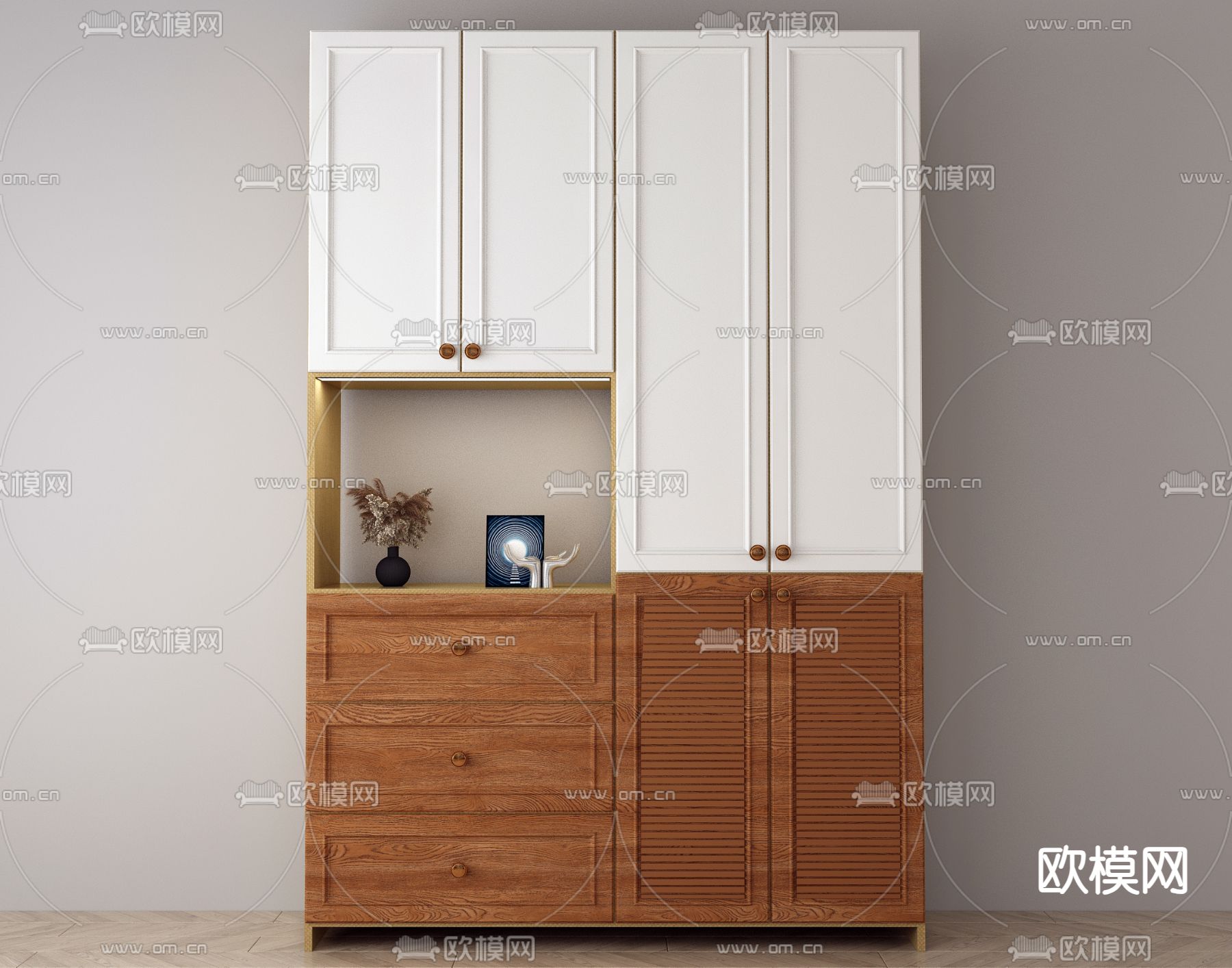 中古风鞋柜 玄关柜3d模型下载